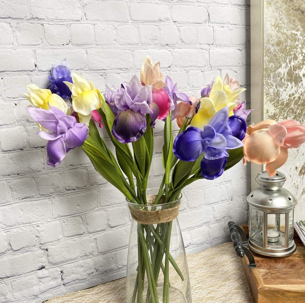 Angel Isabella Artificial Flowers - 16" Iris Artificial Flowers for Decoration in Wedding Flowers Bouquets, Flower Vases, Arrangements