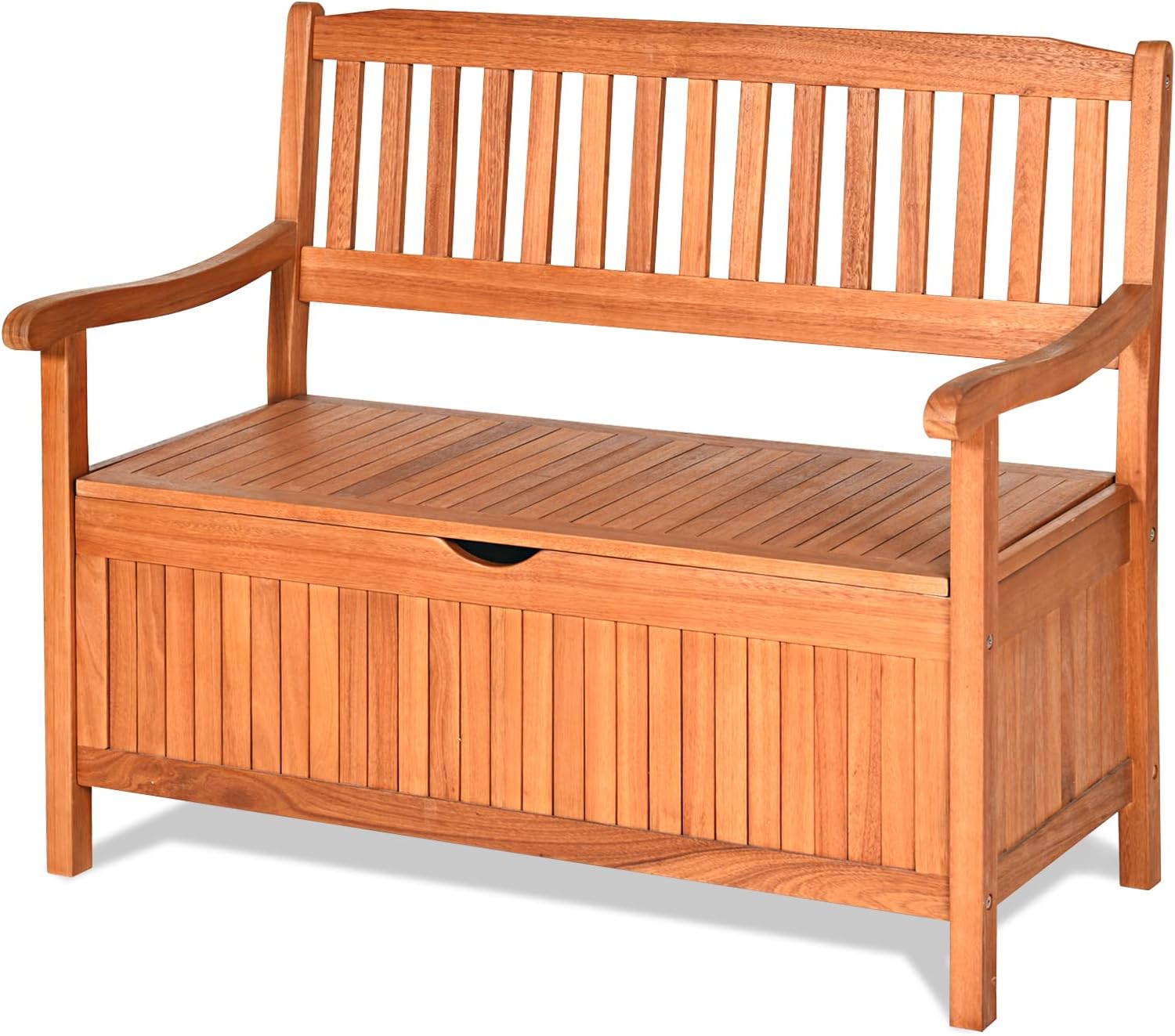 Tangkula Outdoor Wood Storage Bench Deck Box, Entryway Porch Storage Bench with Inner Removable Dust-Proof Lining & Portable Handles