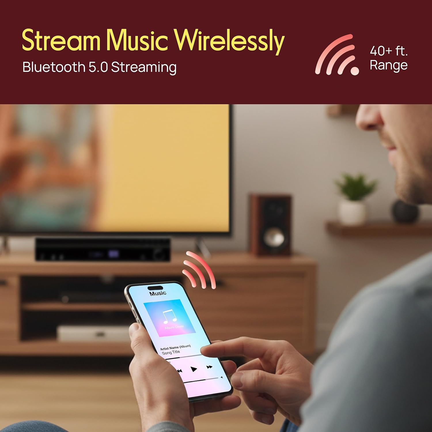Pyle 5.2 Channel Bluetooth Home Theater Amplifier, 240 watts Peak Power, Microphone Input with Echo for Karaoke, ARC Hi-Def Input