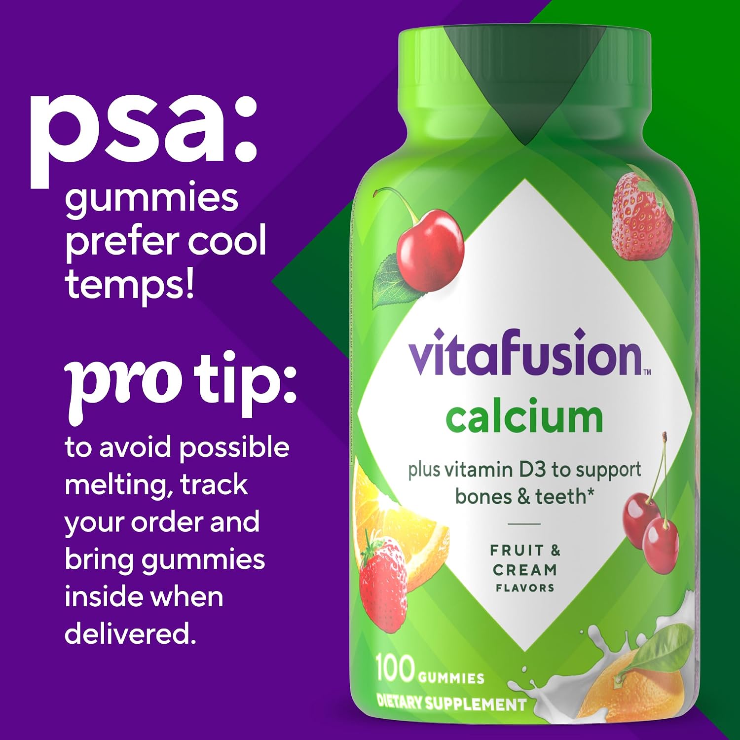 Calcium Gummies | 500 mg | 100 Adult Gummy Vitamins for Women and Men