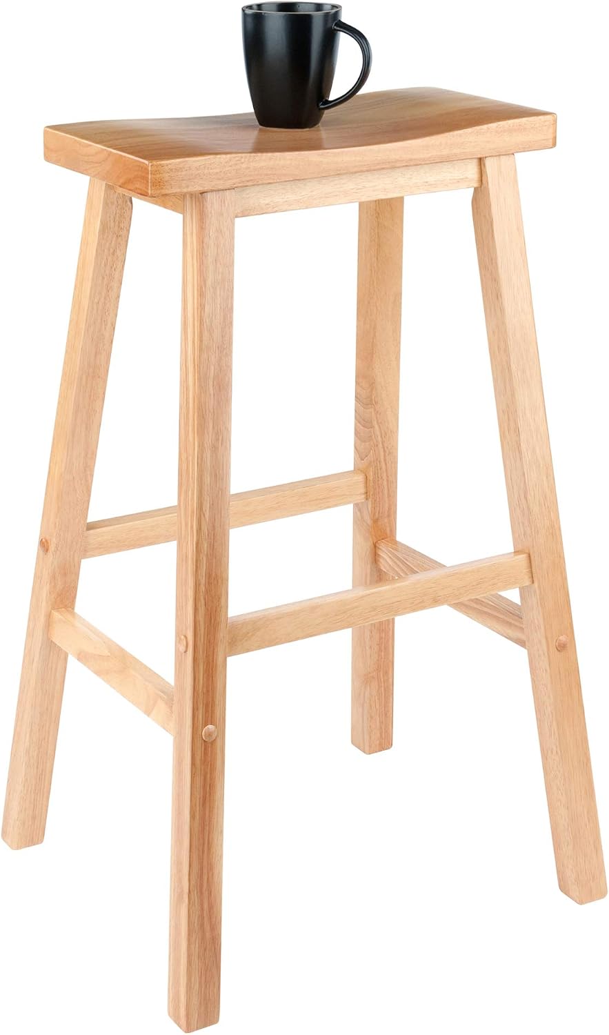 Winsome Satori Saddle Seat Counter Stool, Walnut, 24" | Classic Backless Bar Chairs for Kitchen & Dining Room Seating, Timeless Essential Furniture for Home, Dorm, Apartments