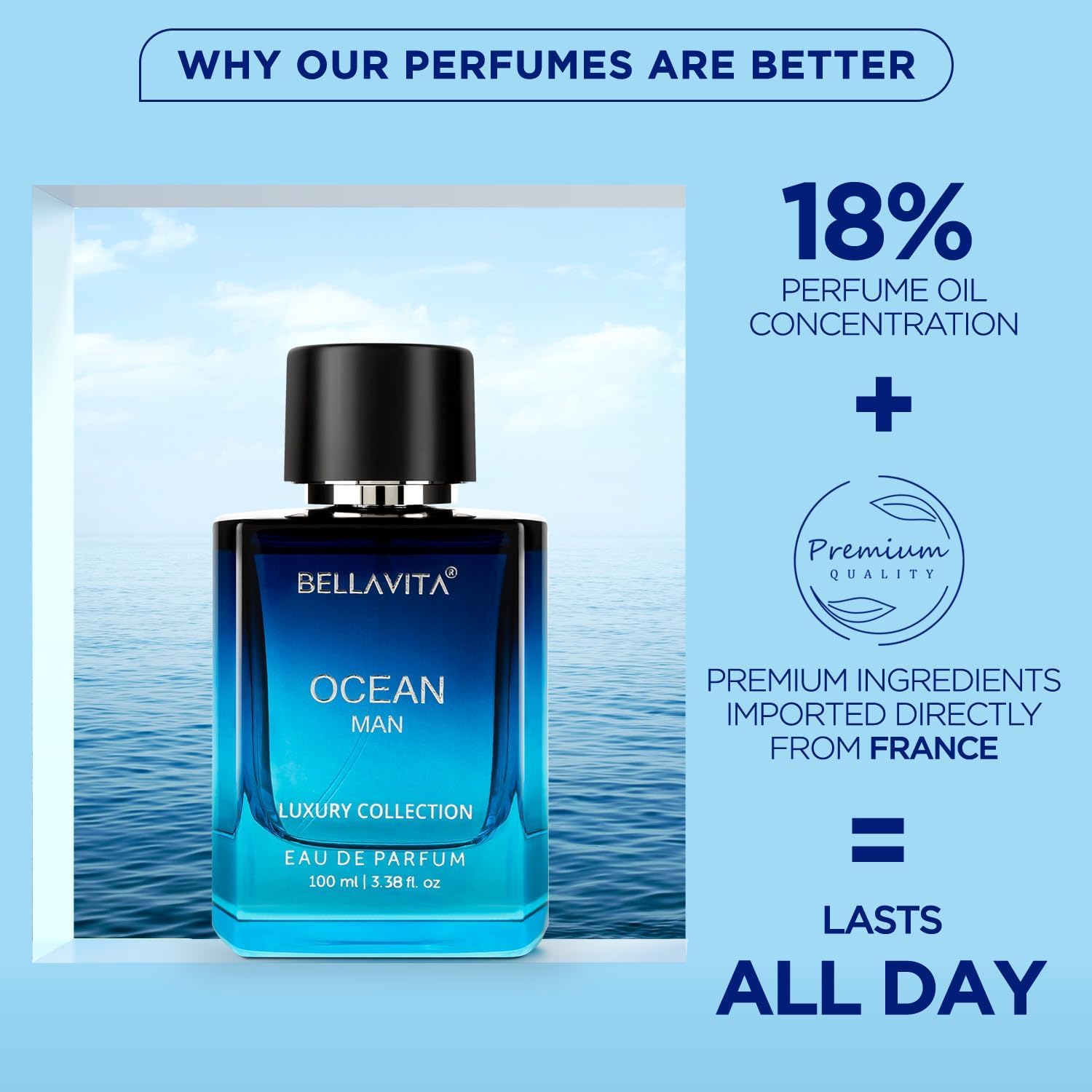 Bellavita Luxury CEO MAN Eau de Parfum | 100 ml (3.4 fl.oz.) | Perfume for Men | Mandarin, Lemon, Lavender