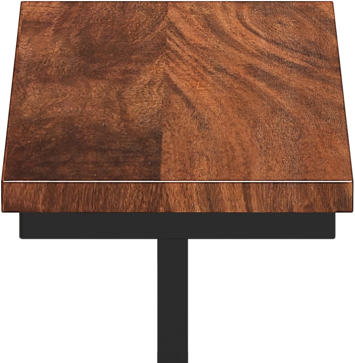 SIMPLIHOME Skyler 18" Wide Solid Wood C-Side End Table in Dark Cognac Brown | Industrial slide-under accent table with open frame, assembled; perfect for living rooms as a side table or sofa table.