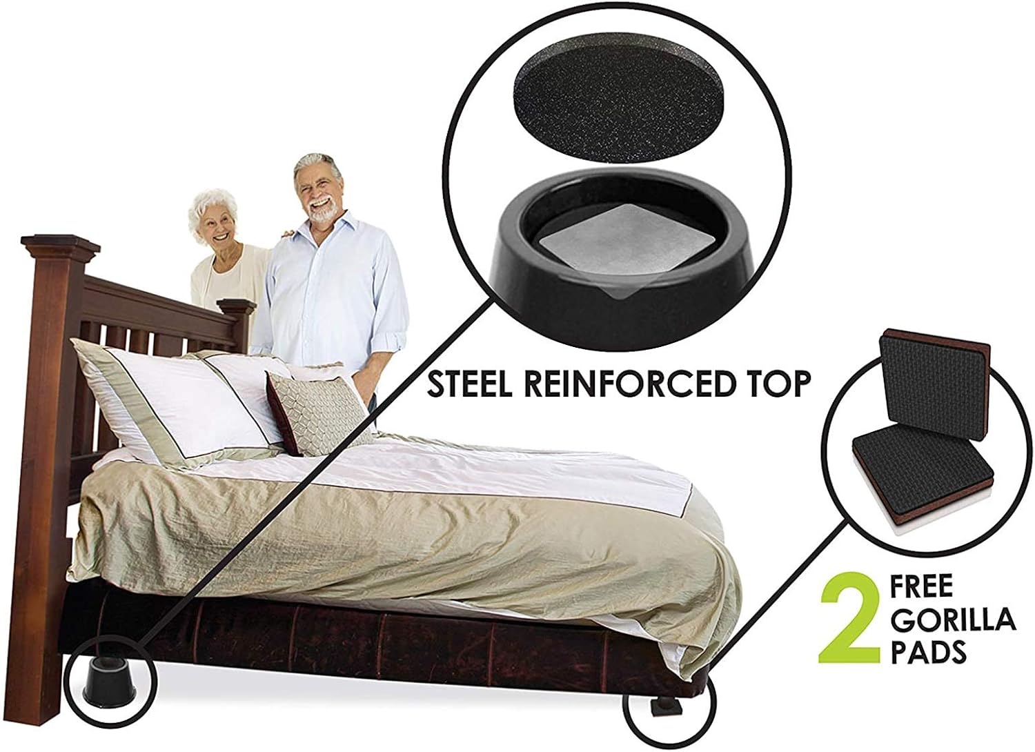 Slipstick CB676 3 Inch Incline Bed Risers for Acid Reflux, Pain