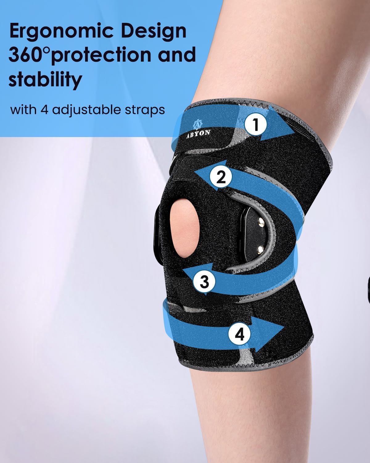 Lightweight Hinged Knee Brace for Meniscus Tear, Arthritis, ACL, MCL Pain – Adjustable 360° Wraparound Strap & Dual-Side Stabilizers for Maximum Knee Support & Injury or Surgery Recovery for Men and Women
