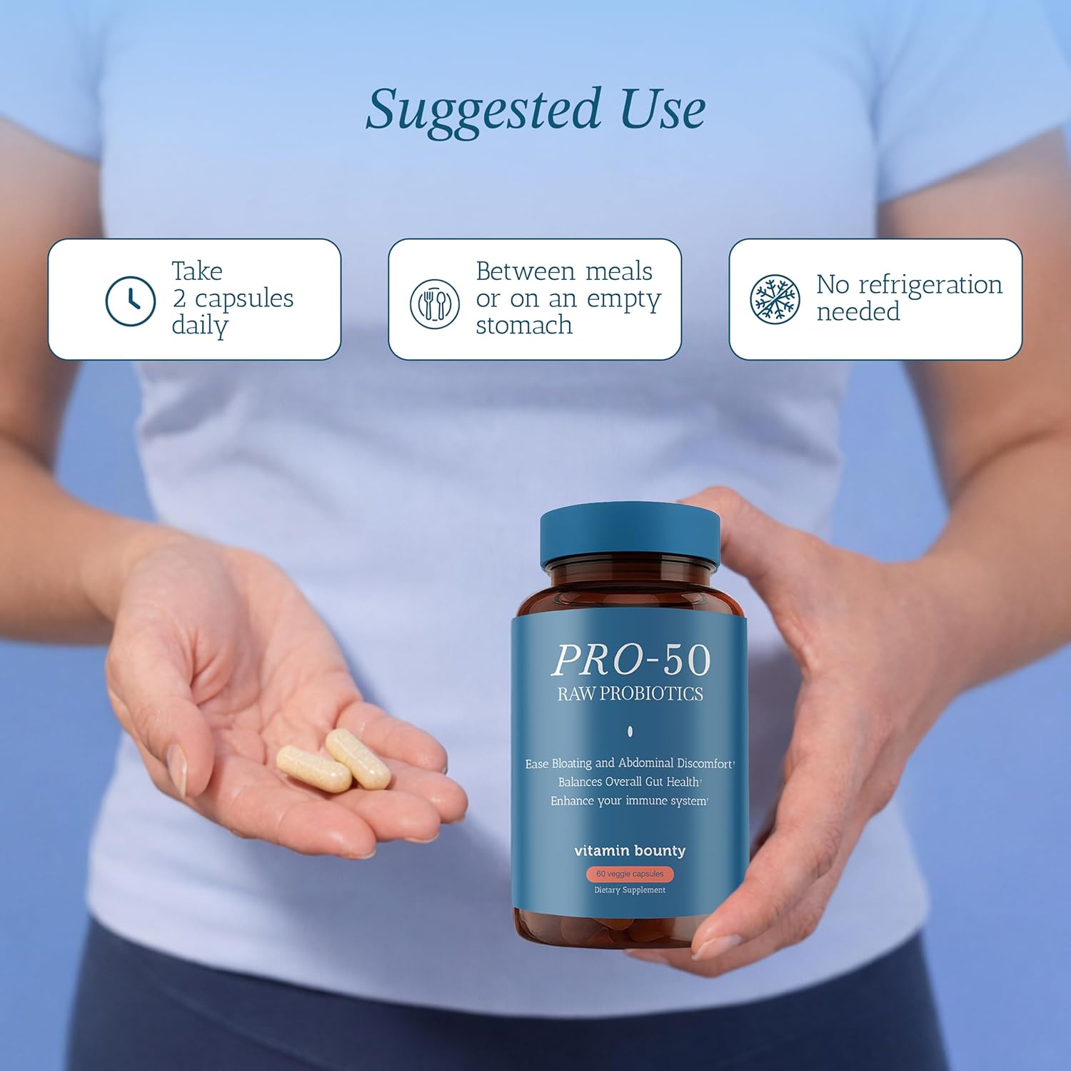 Vitamin Bounty Pro-50 Probiotic 50 Billion CFU - 13 Strain Supplement for Men & Women + Prebiotics - Digestive Health & Gut Support - Lactobacillus & Bifidobacterium - Delayed Release Capsules, 2 Pack
