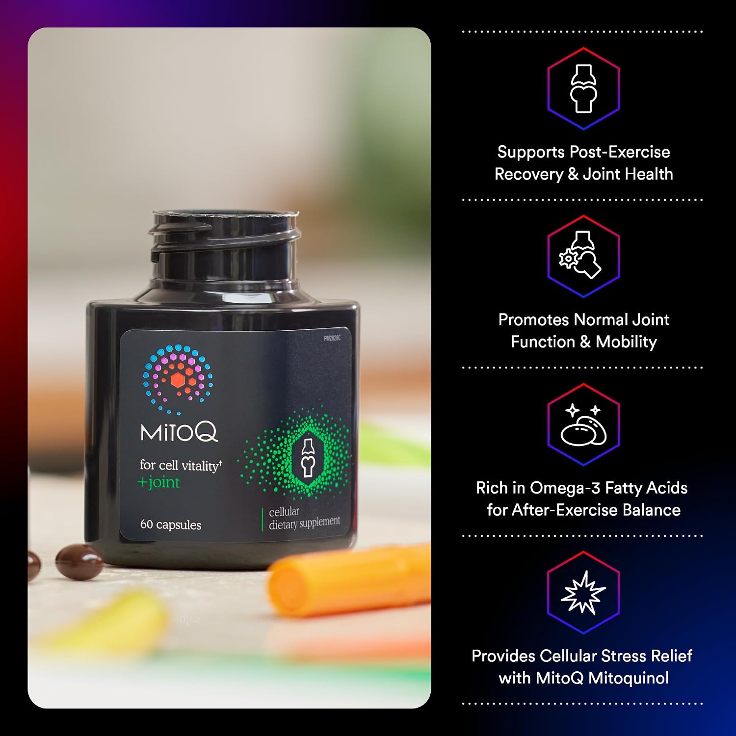 MitoQ +Joint Advanced CoQ10 Antioxidant Supplement - Contains Mitoquinol Mesylate & Green Lipped Mussel Omega Oil Extract - Supports Healthy Joint