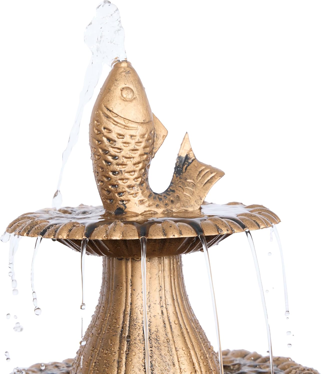 Alpine Corporation TEC116 Outdoor Aged Green Pedestal Birdbath with Scrollwork, 28" Tall, Green