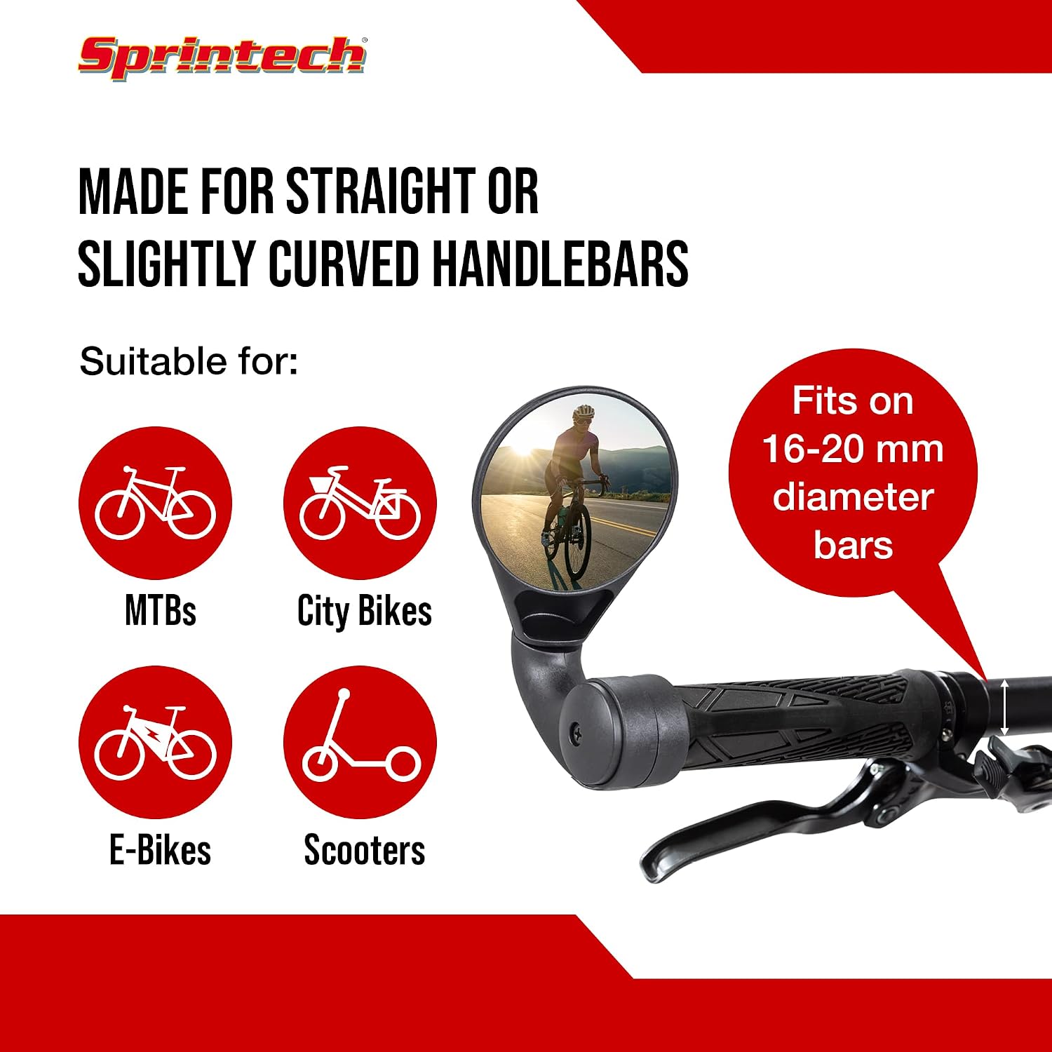 Drop Bar Bike Mirrors - Pair of Road Bike Mirrors for Drop Handlebars - Bar End Bicycle Mirrors Set, Swiss-Made (Black, Pair)