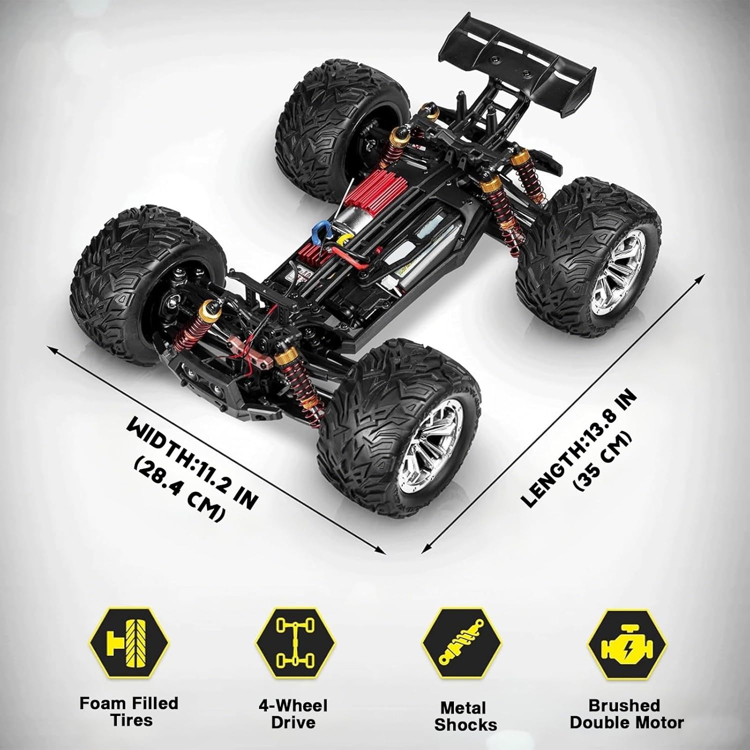 4x4 RC Cars for Adults 48kmh High-Speed - 1:12 Scale Large Waterproof Remote Control Truck, Offroad Electric Monster Car, 2 Batteries 30+ Min Play