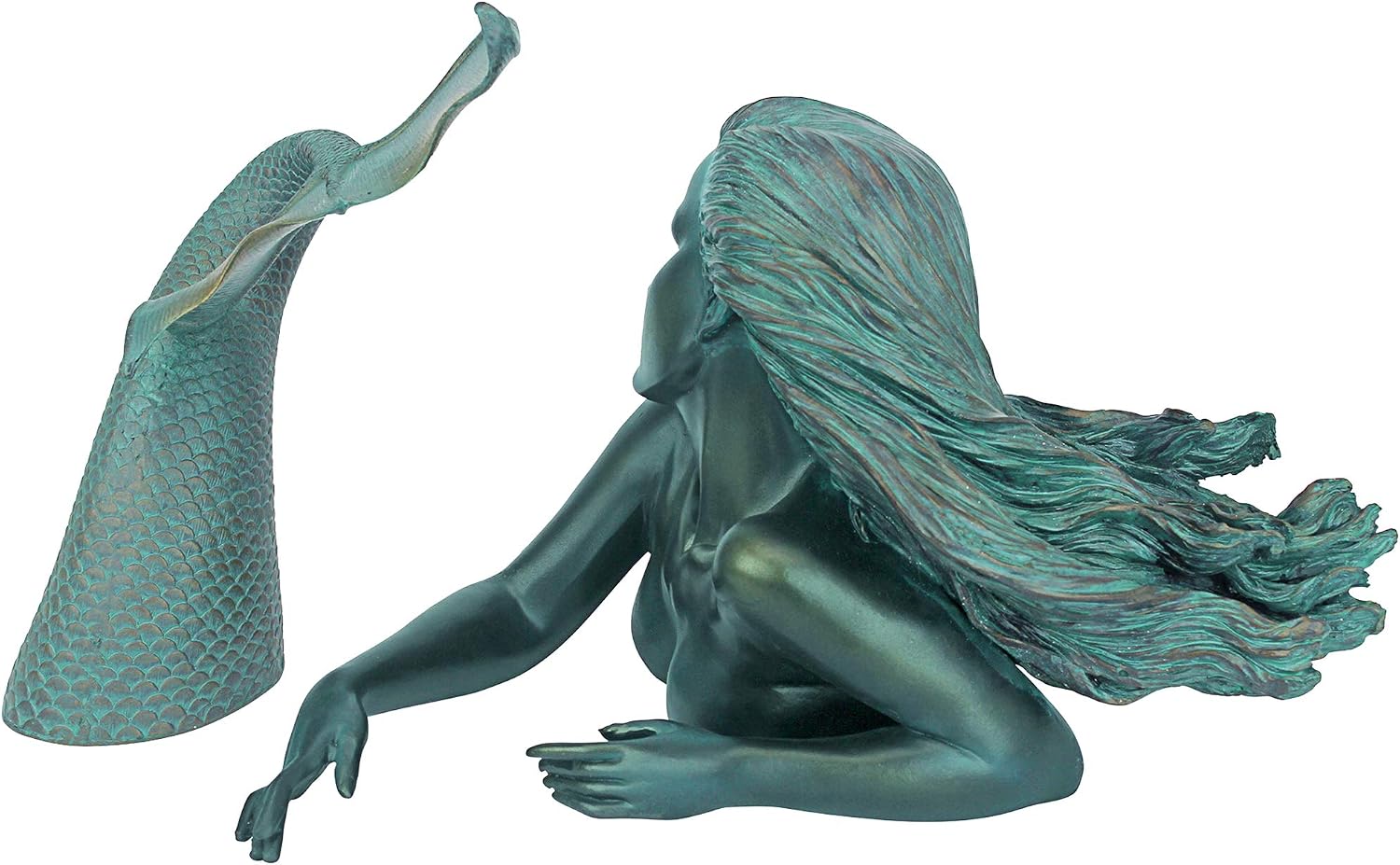 Design Toscano Meara the Mermaid Swimmer Indoor/Outdoor Garden Statue for Patio, Pool or Lawn, 16 Inches Wide, 7 Inches Deep, 7 Inches High