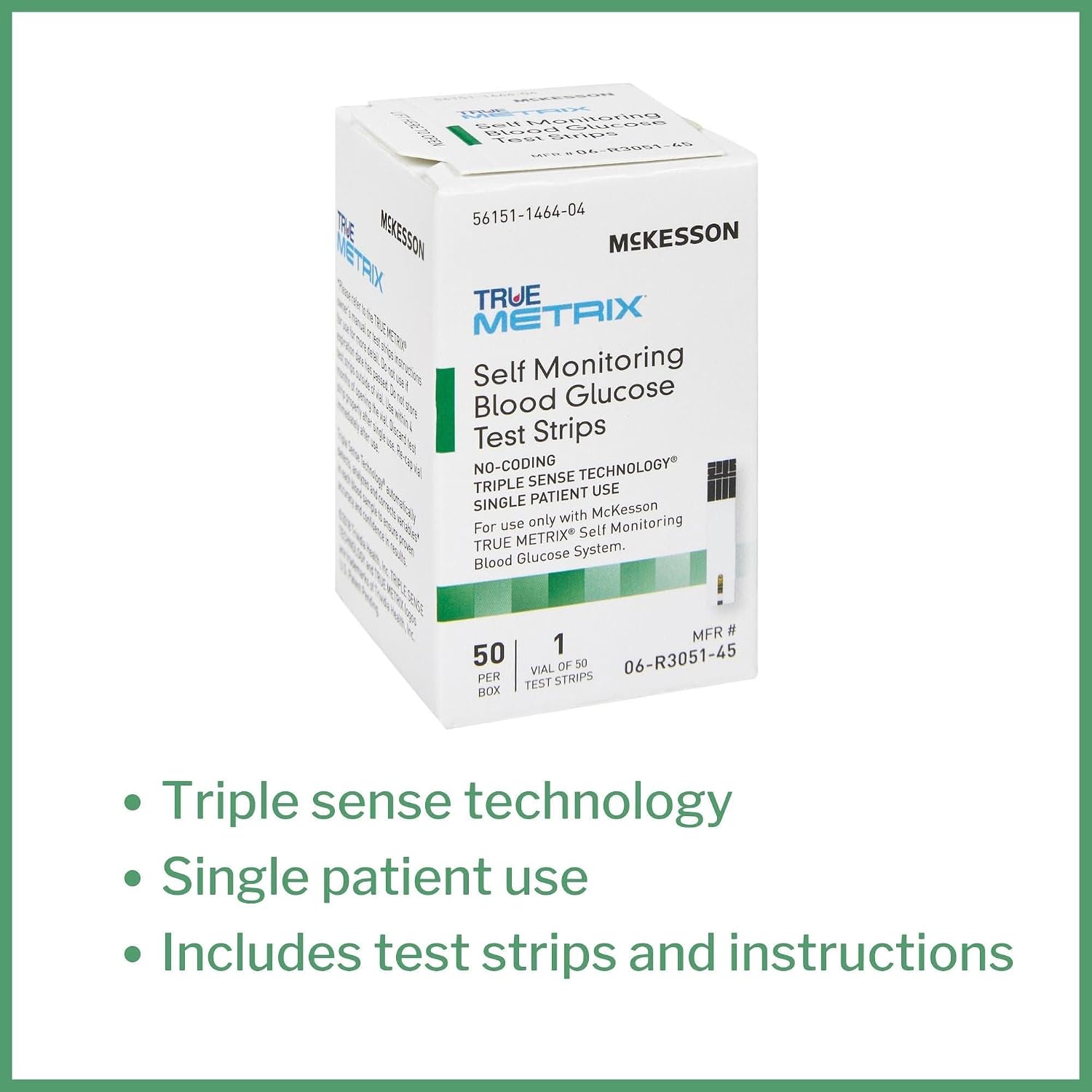 McKesson True METRIX Blood Glucose Test Strips for Diabetes, 50 Strips | Accurate Blood Sugar Monitor, Easy-to-Use with Glucose Meter, Portable, Reliable Diabetes Testing Kit