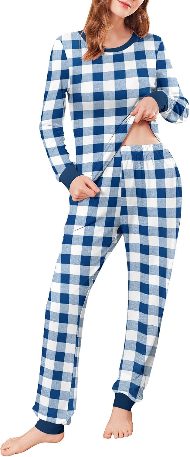 Ekouaer Womens Pajamas Sets Long Sleeve Tops with Jogger Pants