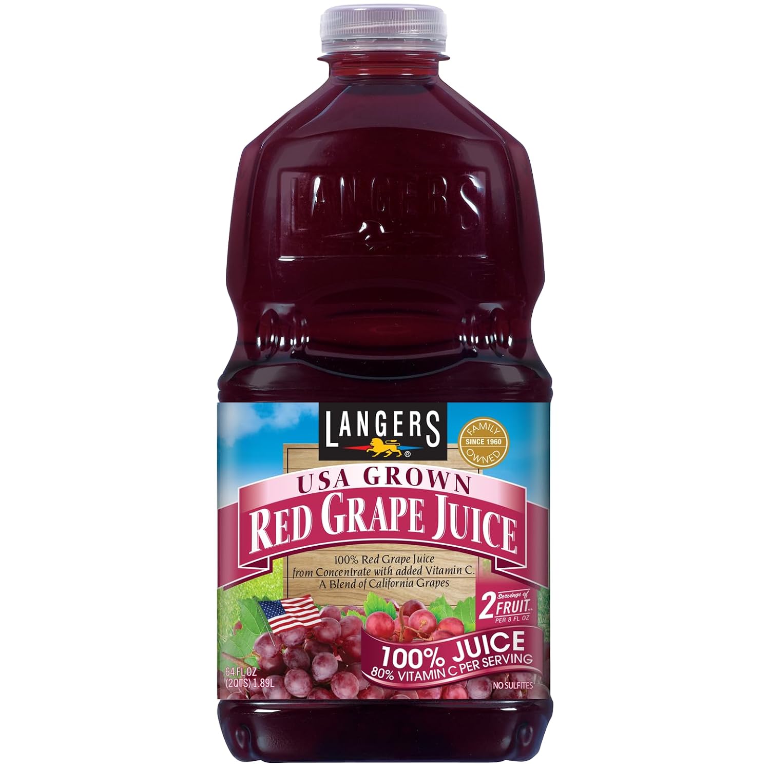 Langers 100% USA Grown Juice, Concord Grape, 64 Fl Oz (Pack of 8)