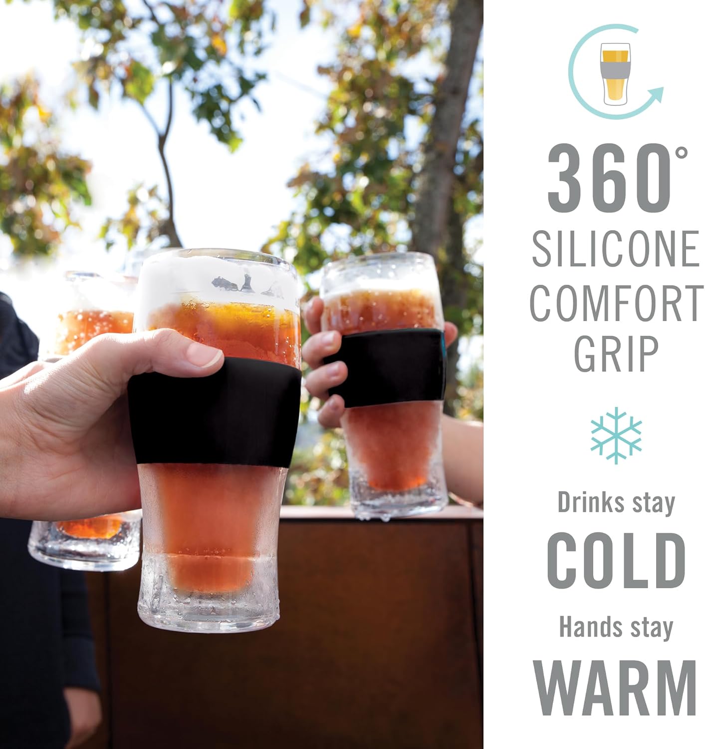 Host FREEZE Beer Glasses, Frozen Beer Mugs, Freezable Pint Glass Set, Insulated Pint Glass to Keep Your Drinks Cold, Double Walled Insulated Glasses