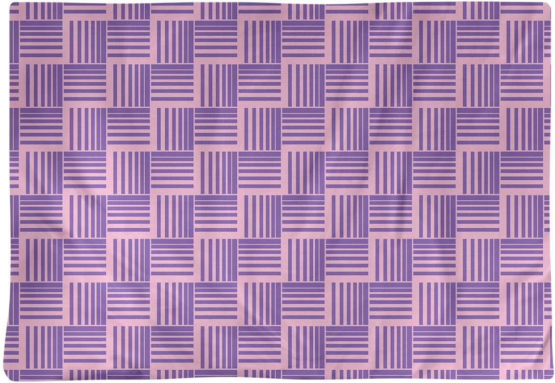 Dana Strider Two Color Basketweave Stripes Table Placemat, 18 x 14, Pink & Purple