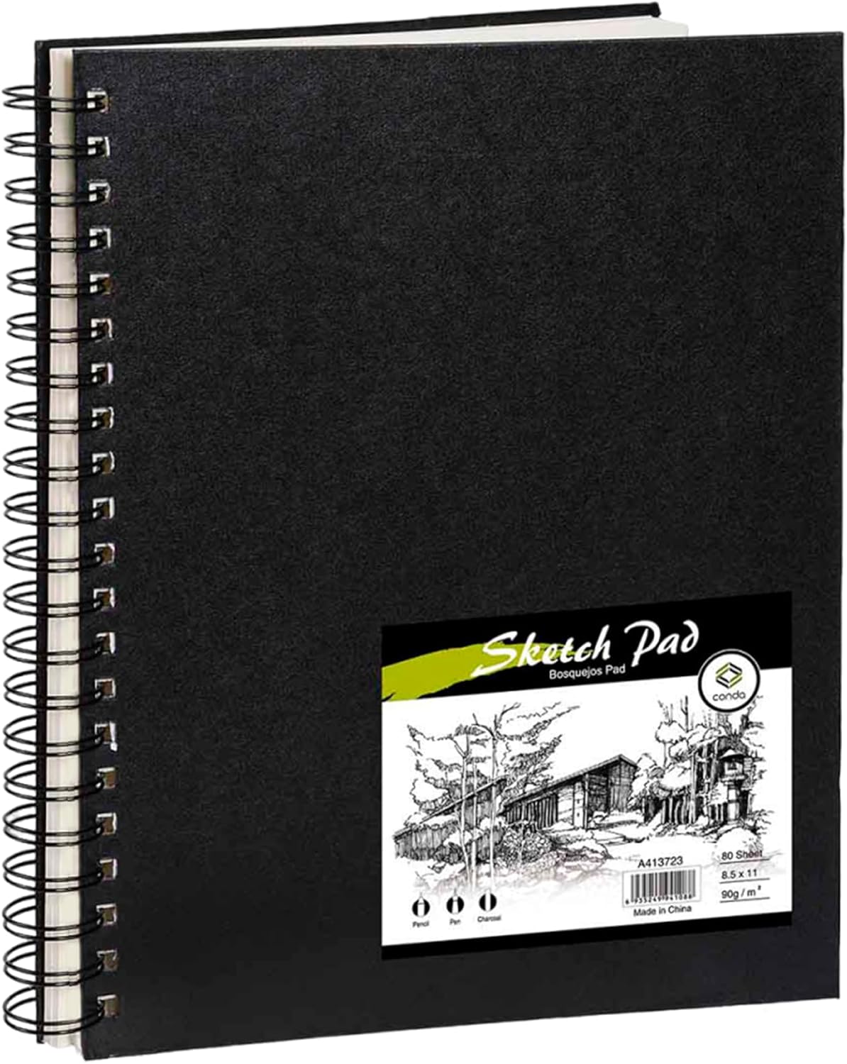 conda 8.5"x11" Sketch Book, 80 Sheets (68 lb/100gsm), Spiral Bound Artist Sketch Pad, Durable Acid Free Drawing Paper for Drawing Painting
