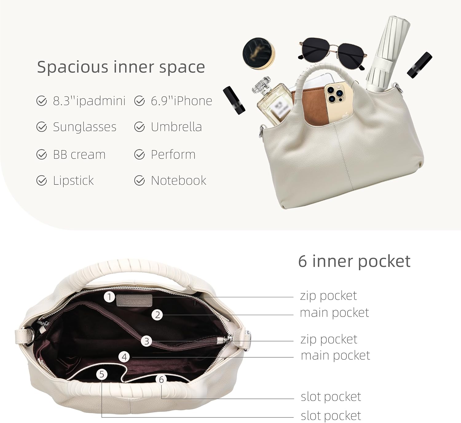 Iswee Leather Satchel Women Purse and Handbag Crossbody Shoulder Bag Hobo | Genuine Cowhide Leather Tote Top Handle Bag Soft & Durable Medium Size Bags with Detachable Multiple Pocketbooks Trendy