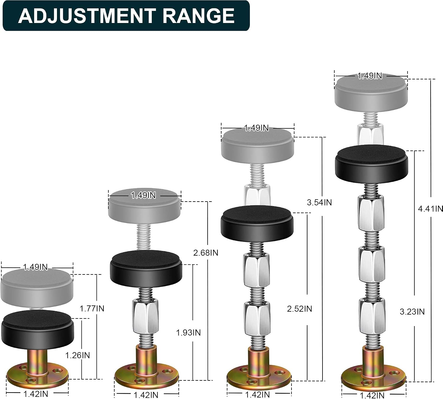 Krisler Adjustable Headboard Stoppers, 30-112mm, 2Pcs