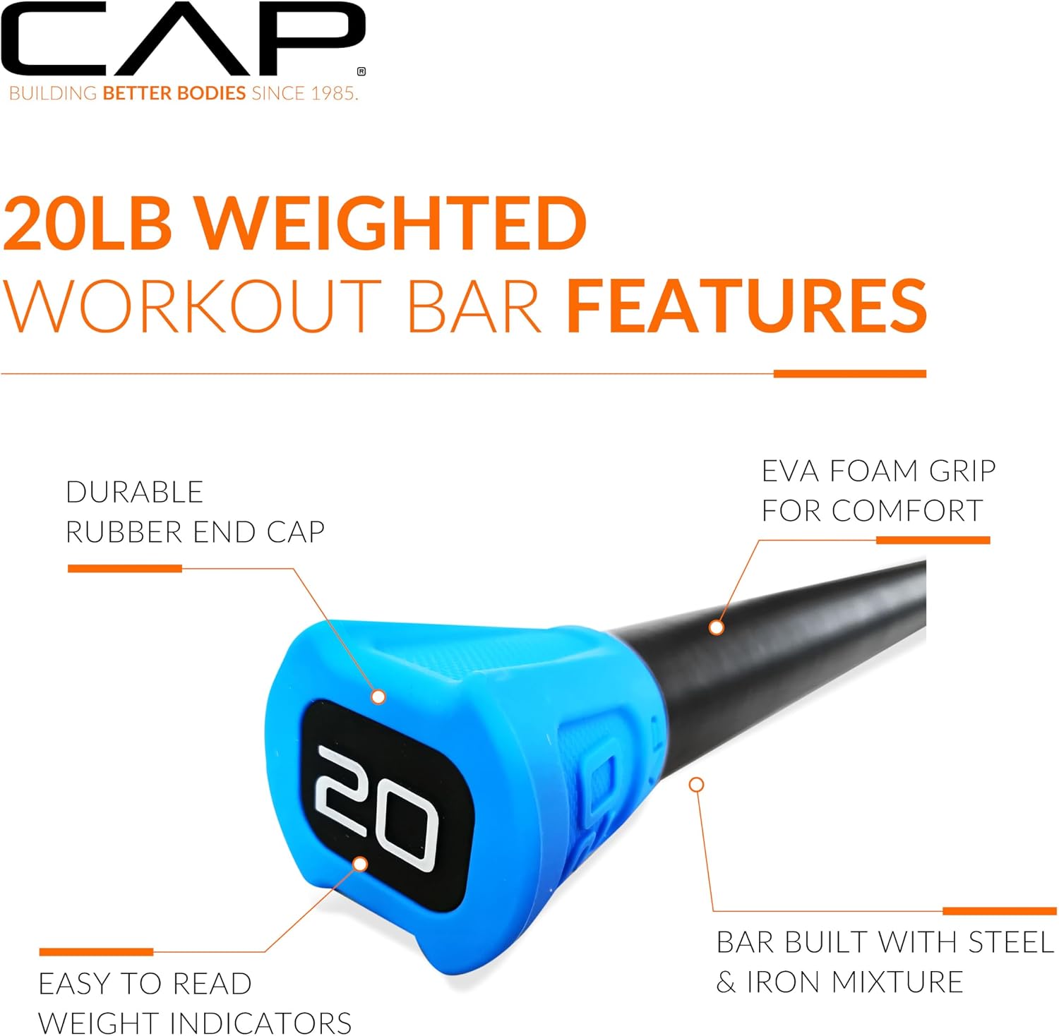 CAP Barbell Weighted Workout Bar | 5-20 lb | Multiple Options