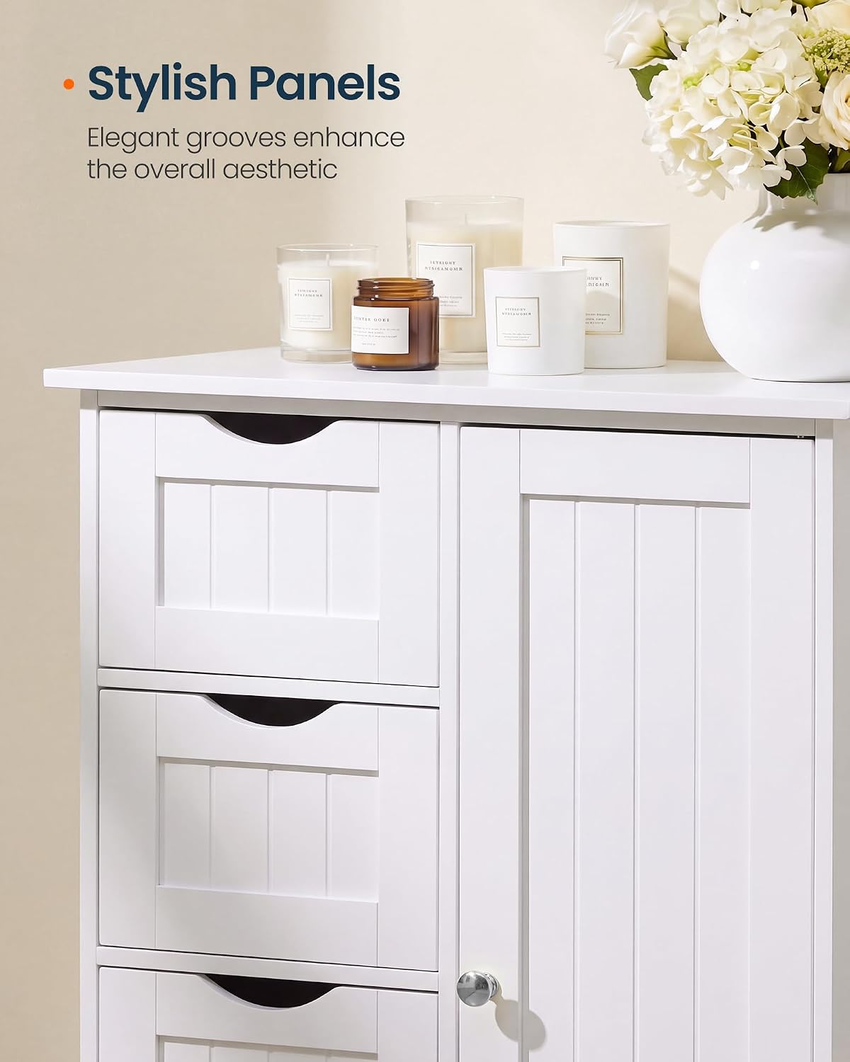 SONGMICS HOME Freestanding Storage Cabinet, Floor Cabinet with Elevated Legs, Metal Handles, for Living Room, Kitchen, Bathroom, Green