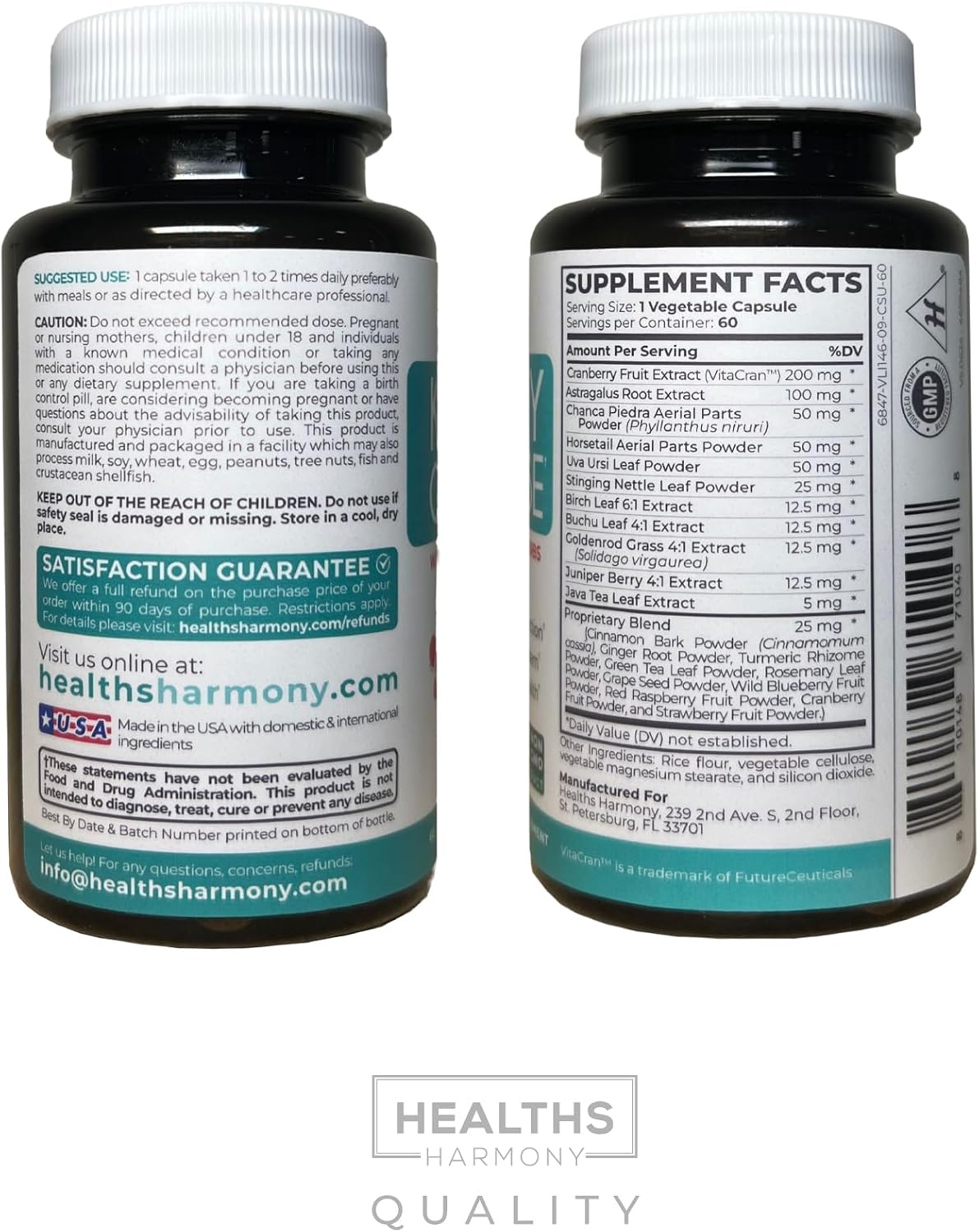 Kidney Cleanse Detox (Non-GMO) Support Healthy Urinary Tract- Powerful VitaCran Cranberry Extract & Herbs – Healthy Kidney Support Supplement - 60 Vegetarian Capsules (No Pills)