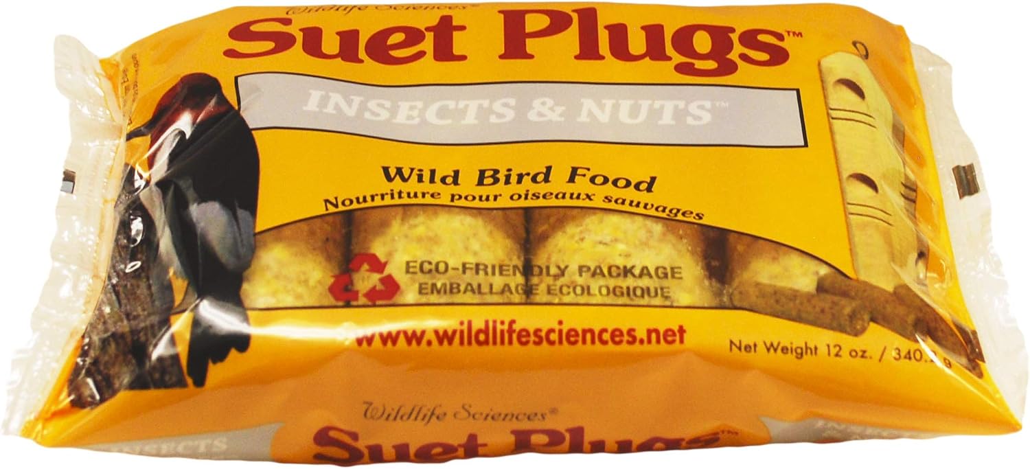 Wildlife Sciences Suet Plugs 48 Pack, Case of 12 Individually Wrapped 12 oz 4 Packs (Peanut Blend)