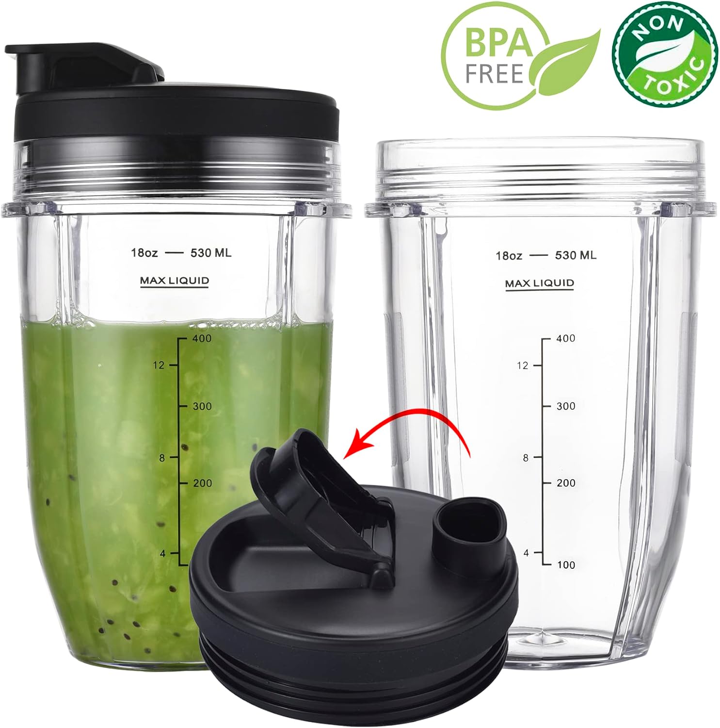 Blender Cups Fit for Ninja, Replacement Parts 16OZ Cups with Lids