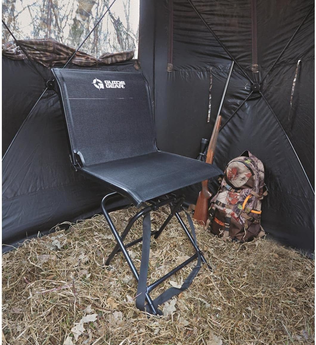Guide Gear Big Boy Hunting Blind Chair, Portable Folding Seat for Shooting, Comfortable Spin Swivel, 500-lb. Capacity