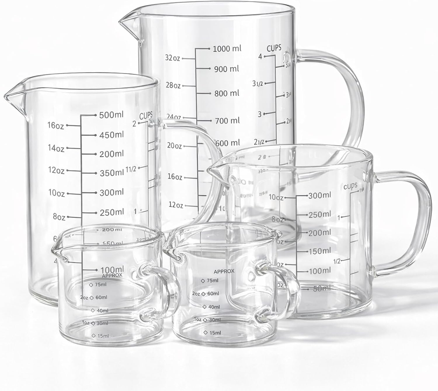 2 Cup Glass Measuring Cup, [Insulated handle, V-Shaped Spout], High Borosilicate Glass Measuring Cup for Kitchen or Restaurant, Easy To Read, 500 ML (0.5 Liter, 2 Cup)