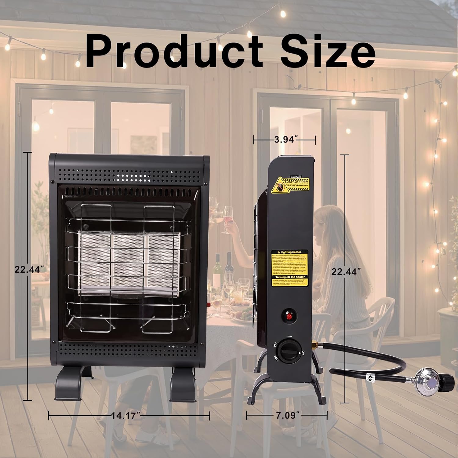 Propane Heater Indoor and Outdoor, 18000 BTU Propane Patio Heater with ODS & Tip-over Protection