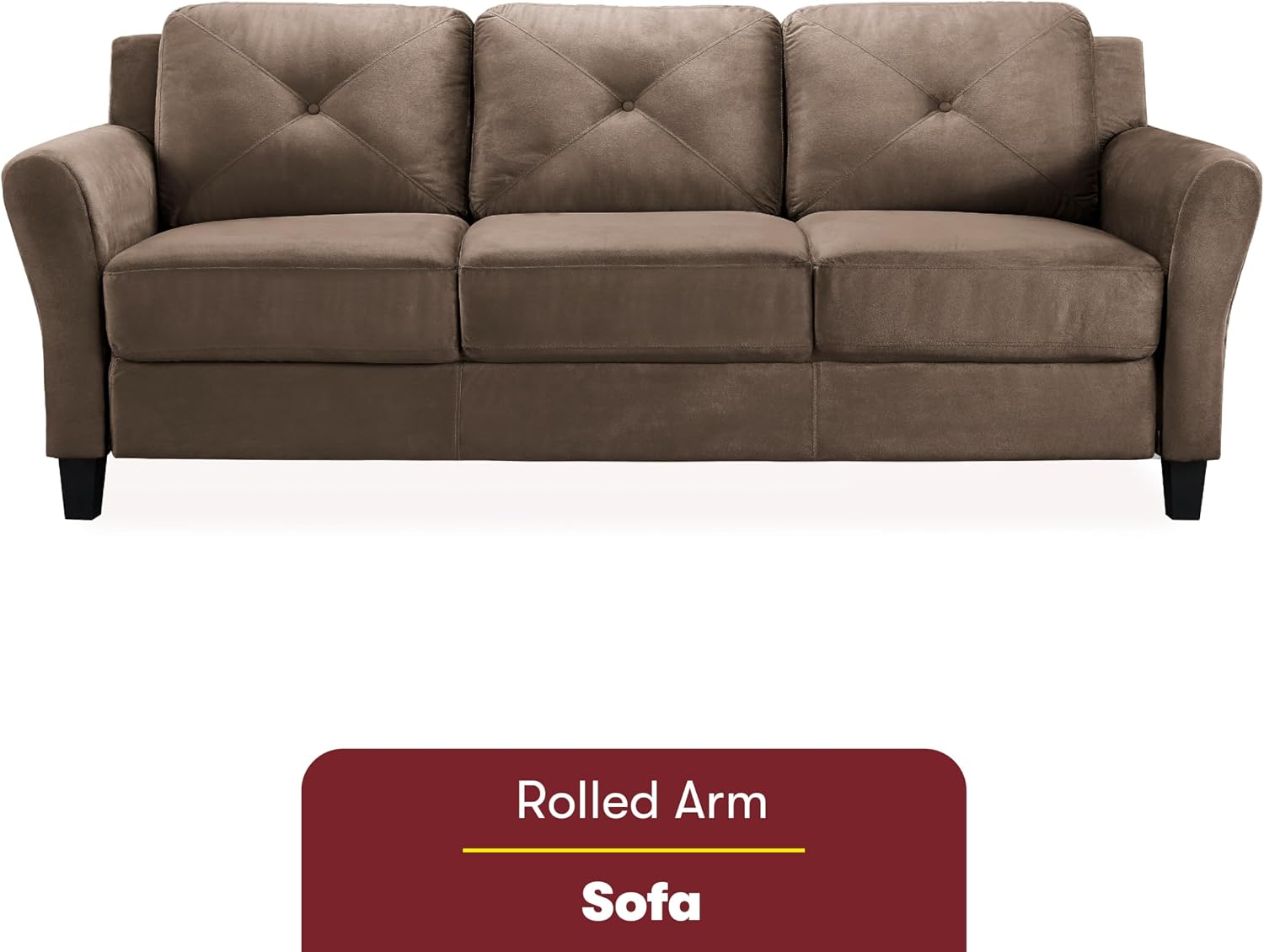 Studio Living Harrington 57.9" Loveseat, Transitional Modern, Pocket Coil Comfort, Easy Assembly, Microfiber Fabric, Dark Grey