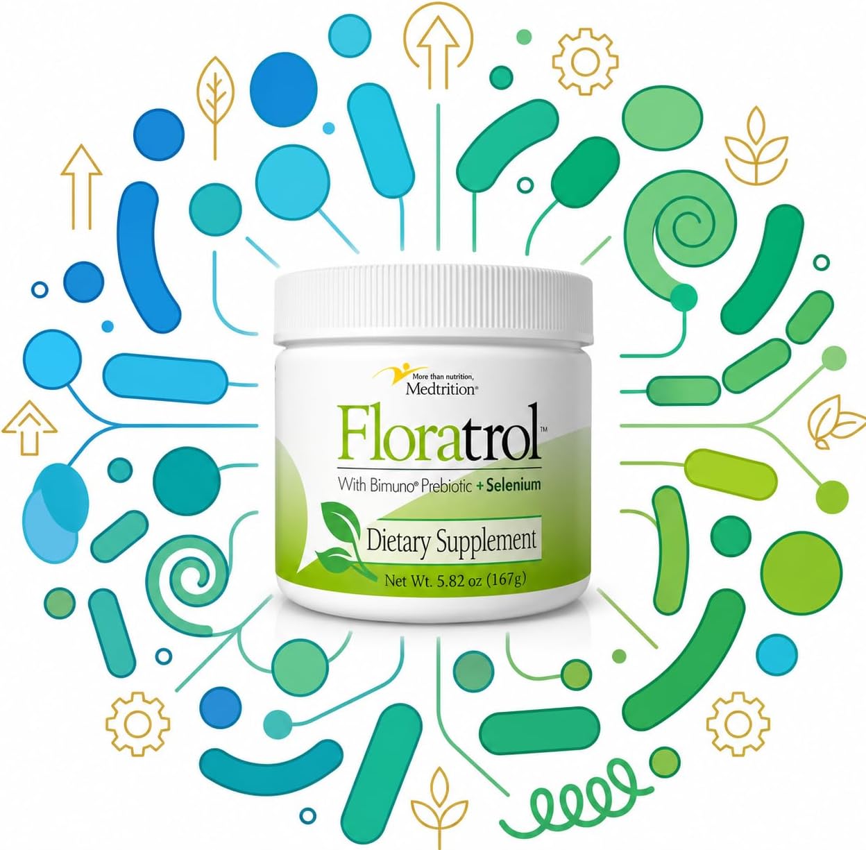 Medtrition Floratrol™ Prebiotic Fiber Powder for Digestive Health – Bimuno® GOS Prebiotic + Selenium – Supports Gut Health & Regularity –