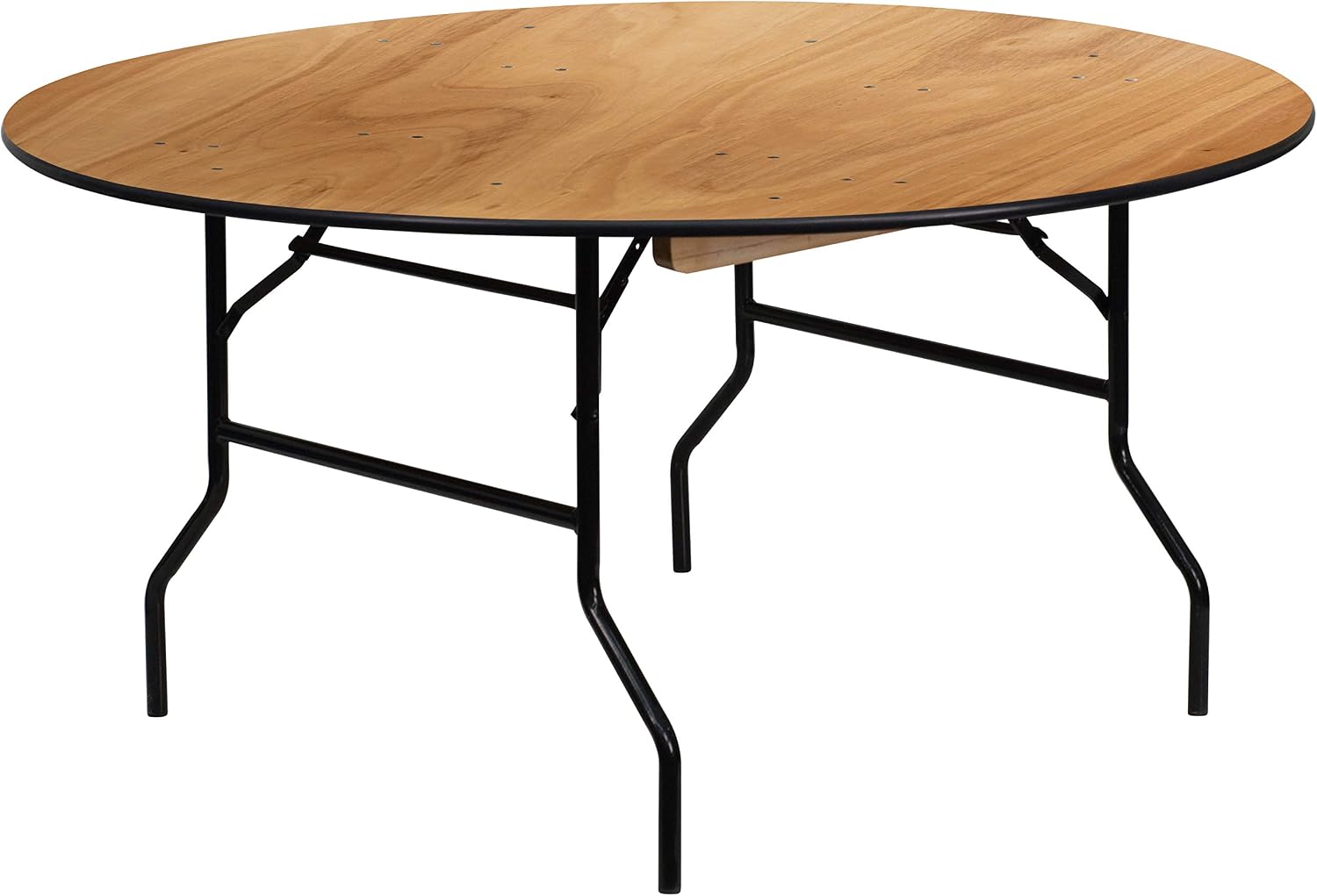 Flash Furniture 5' Round All-Occasion Wood Folding Event Table, Portable Folding Banquet Table with Wooden Top, Natural/Black