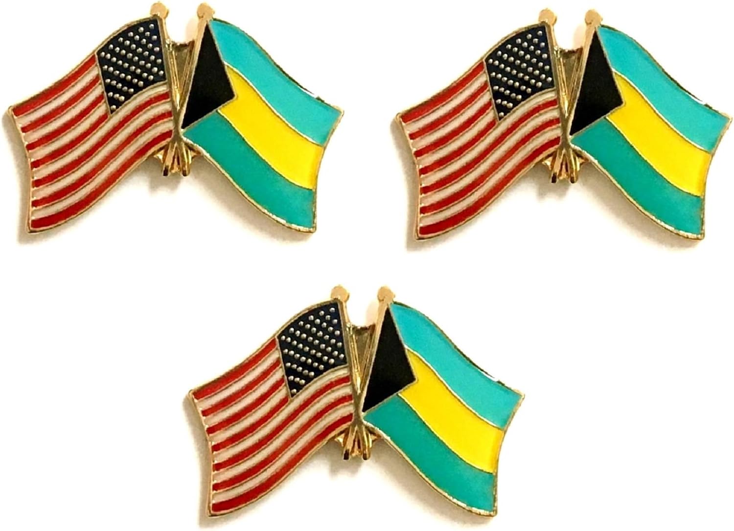 3 National Country Flag Crossed Enamel Flag Pins Pack of 3 Friendship Double Flags