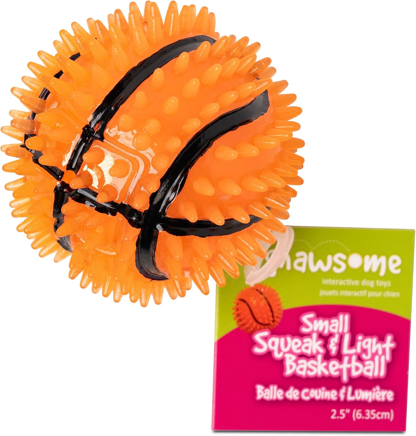 Gnawsome Dog Toys - 2.5-Inch Spiky Squeaker Basketball - Small - Dental & Gum Wellness - Stimulating Fun - Hidden Squeaker - Durable for Heavy