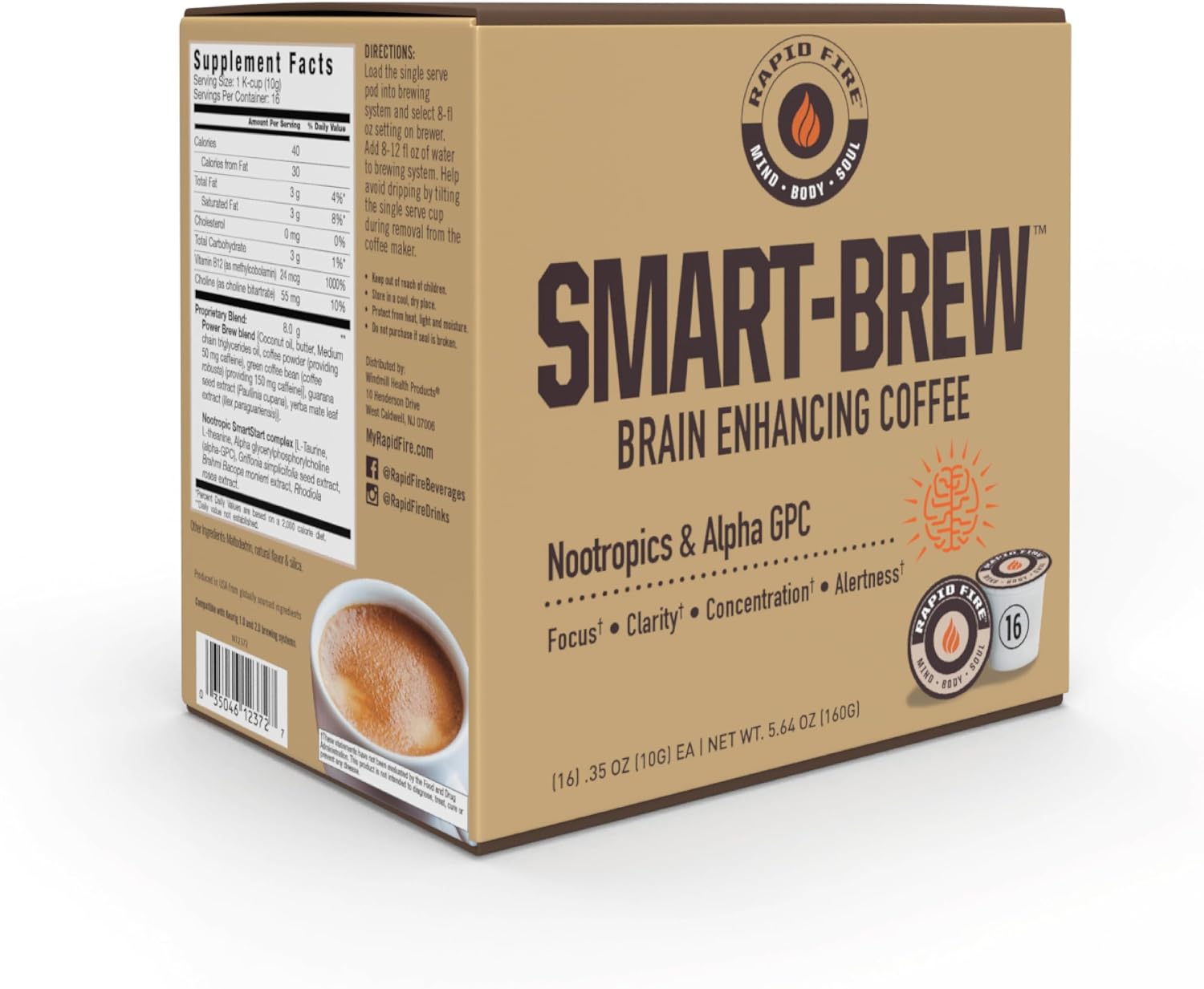 Rapidfire Caramel Macchiato Ketogenic High Performance Keto Coffee Pods, Supports Energy & Metabolism, Weight Management, Single Serve K Cup, Brown, 16 Count