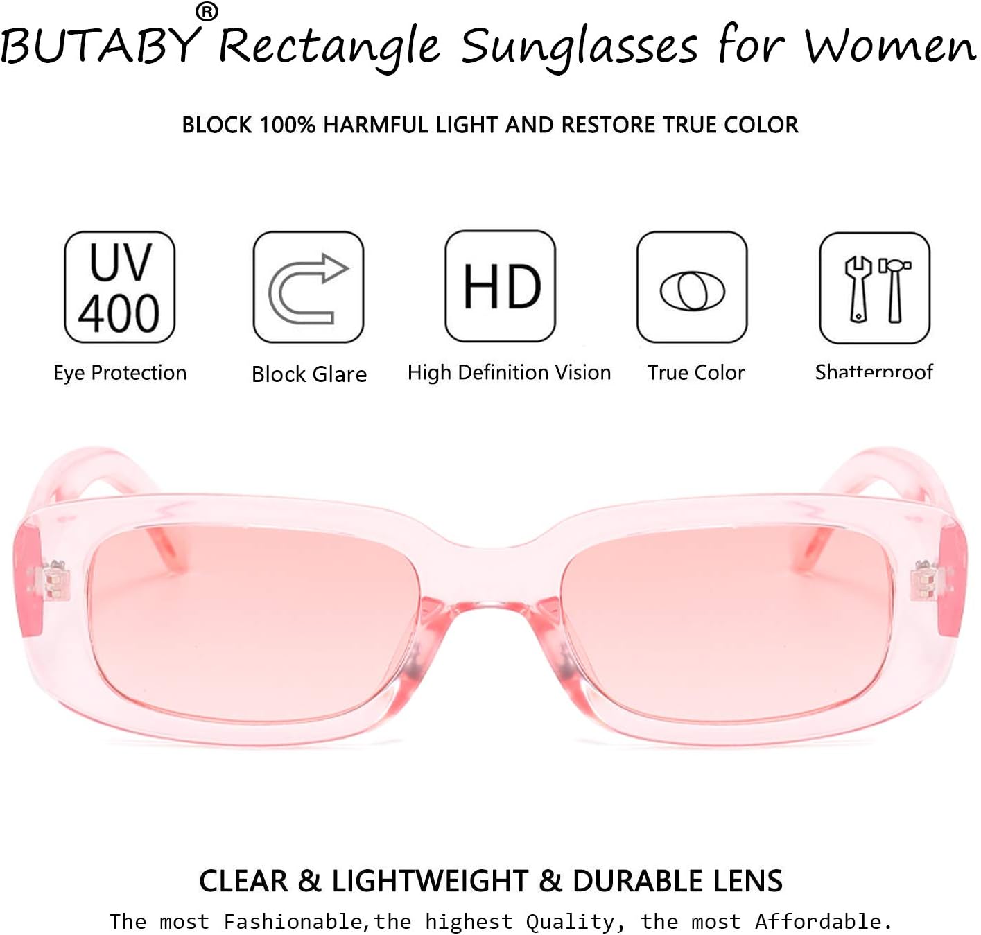 BUTABY Rectangle Sunglasses for Women Retro Driving Glasses 90’s Vintage Fashion Narrow Square Frame UV400 Protection