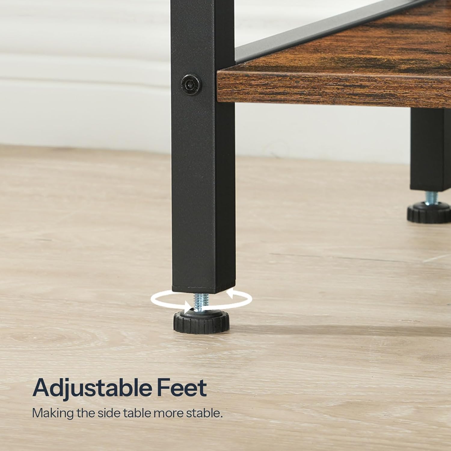 HOOBRO Wedge End Table, Recliner Wedge Side Table with Storage, Industrial Triangle Accent Table for Small Space, Corner, Living Room, Apartment