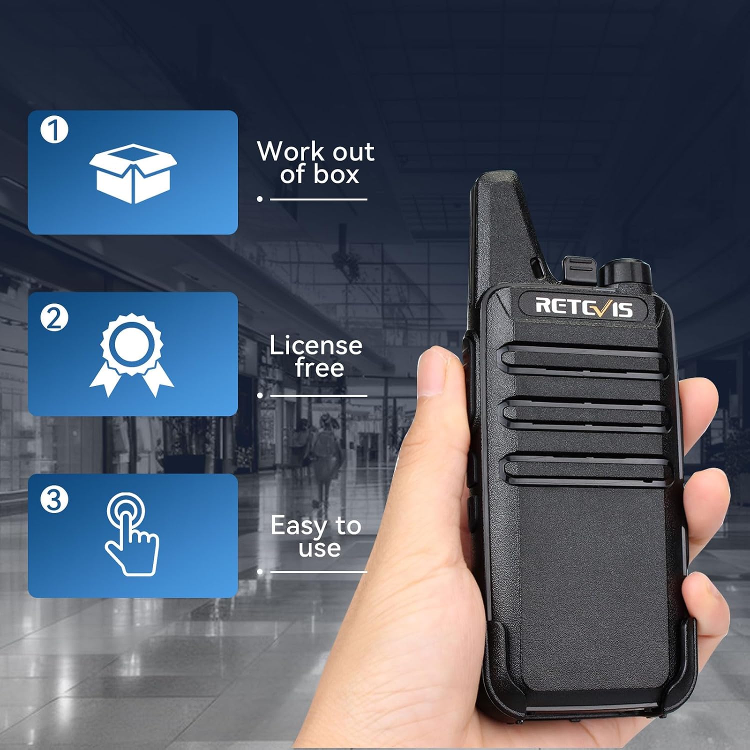 Retevis RT22 Walkie Talkies Long Range Rechargeable for Adults (20 Pack) | Compact & Lightweight Two-Way Radios For K-12 & Retail, Comfortable for All-Day Wear, Loud & Clear Audio, 10-Hour Battery