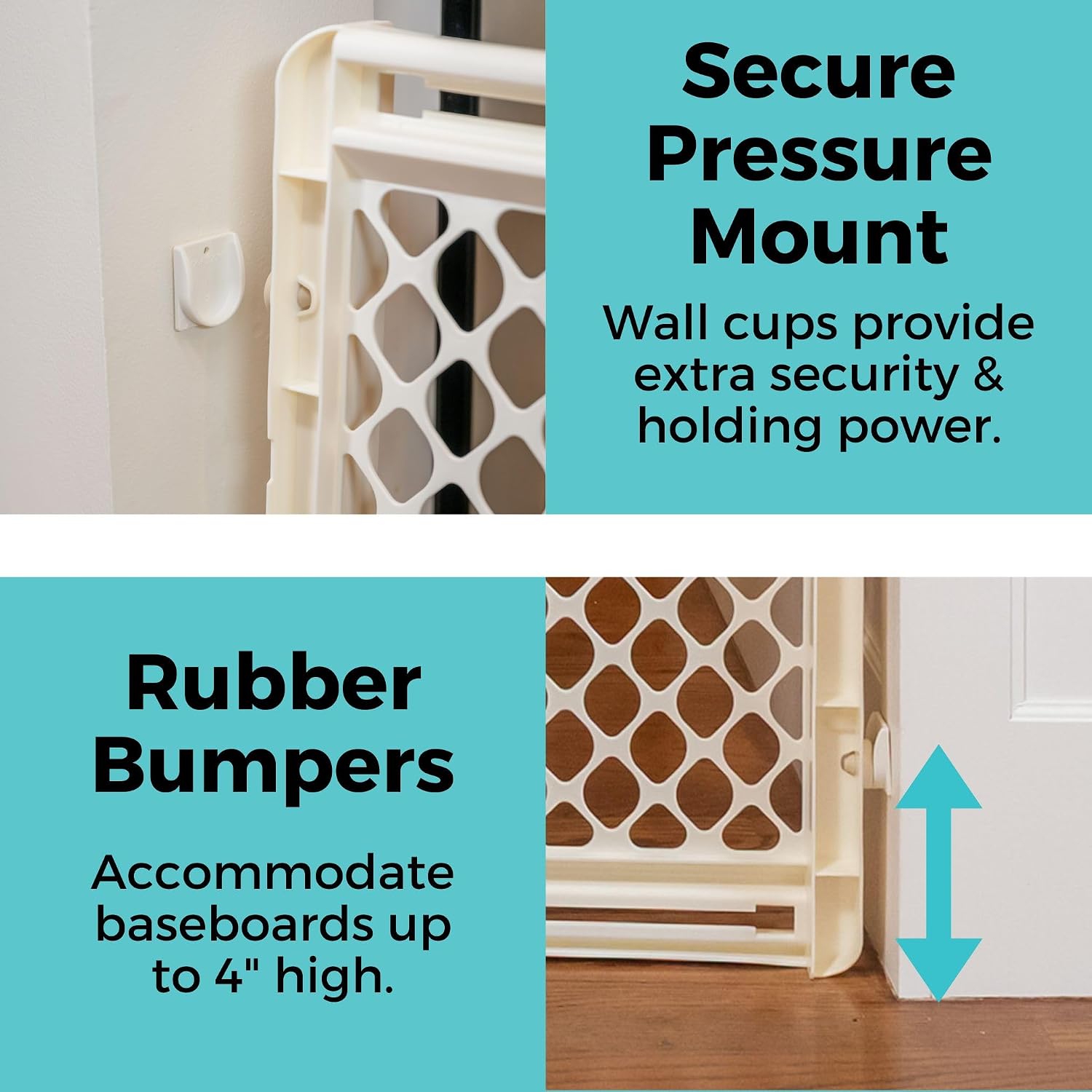 Toddleroo by North States - Supergate Ergo Baby Gate: Plastic Baby Gate for Stairs & Doorways - Adjustable Indoor Safety Gate - Made in USA - 26 to 42 Inches Wide - 26 Inches Tall - Ivory