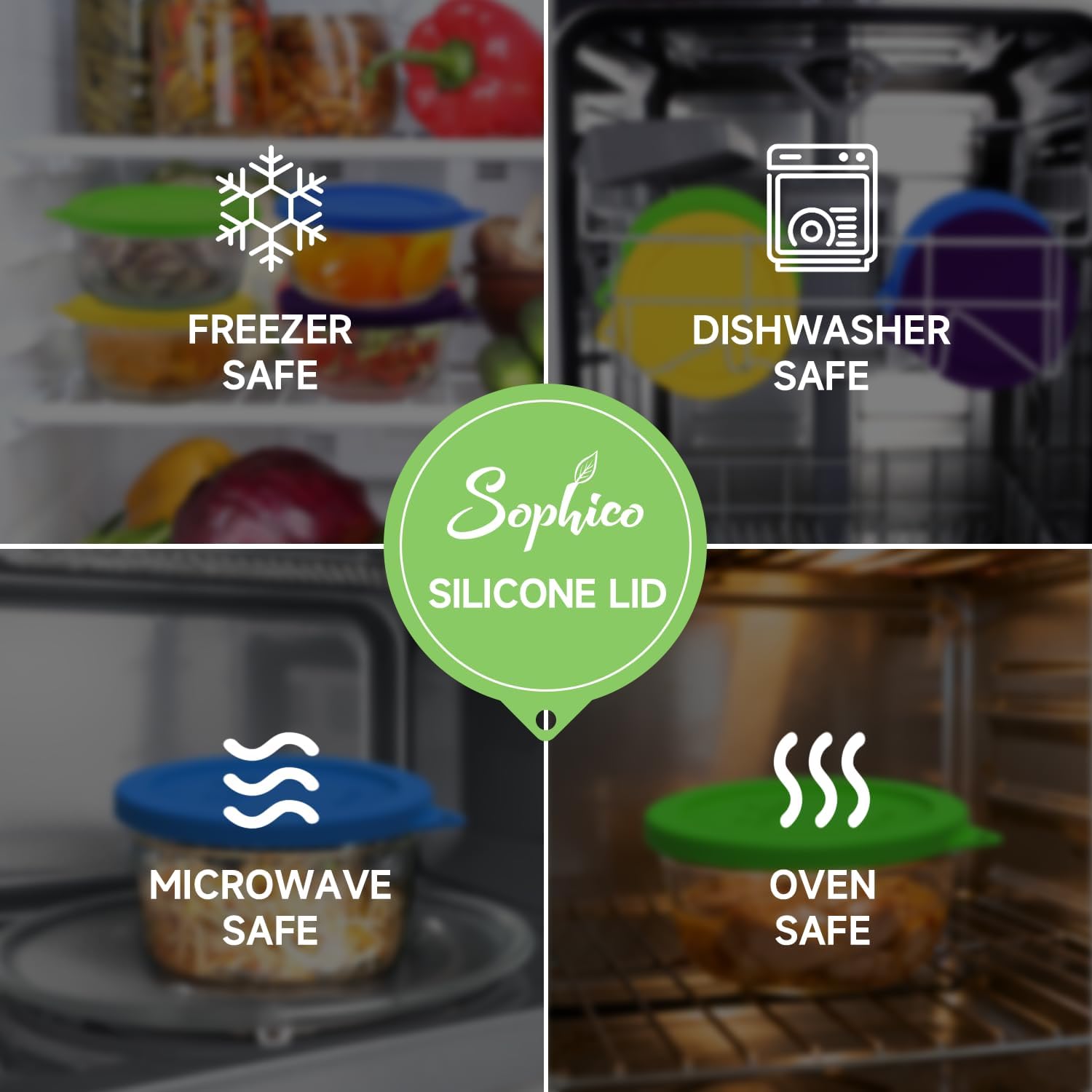 SOPHICO 4 Cup Silicone Lids Replacement for Pyrex & Anchor Hocking 7201-PC