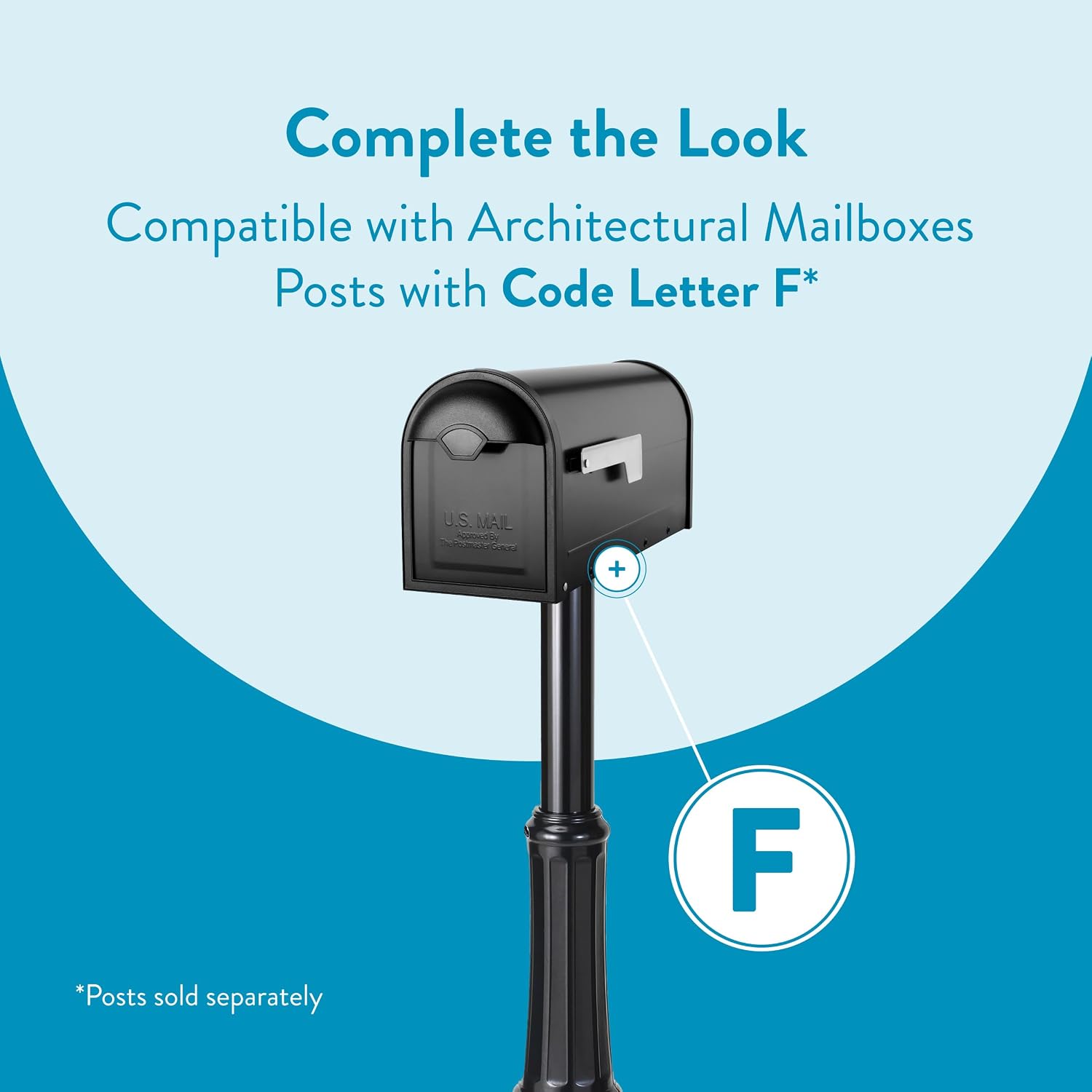 Architectural Mailboxes 8830B-10 Winston Nickel Flag Post Mount Mailbox, Medium, Black | Galvanized steel build for outside with weather-resistant build and rust-resistant powder-coat finish. USPS approved.