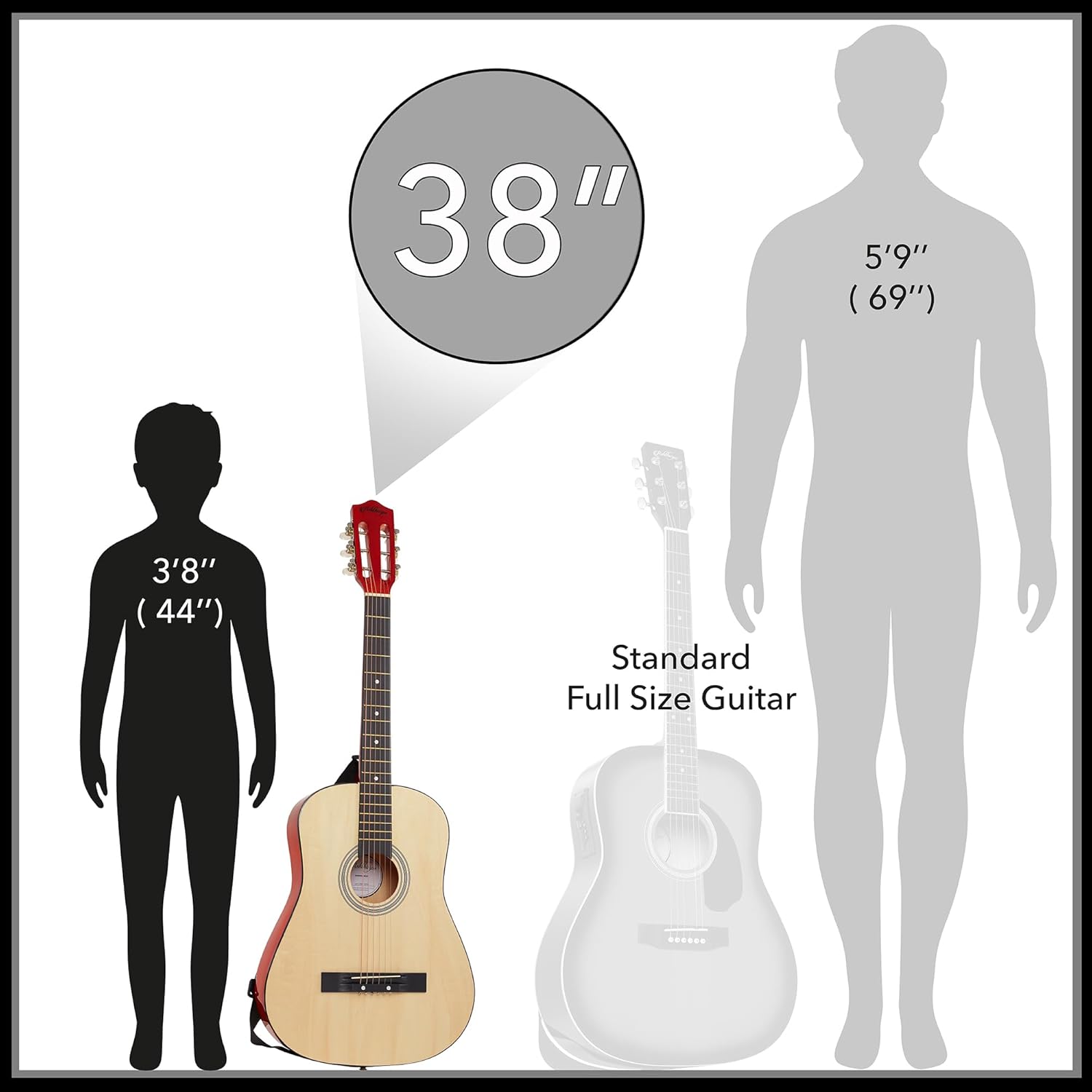 Ashthorpe 38-inch Beginner Acoustic Guitar (Red), Starter Kit with Gig Bag, Extra Strings, Strap, Picks, and Lessons