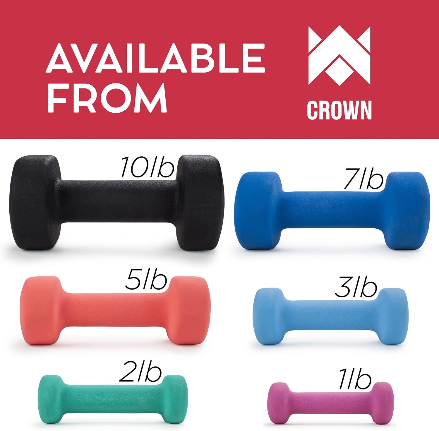 Crown Sporting Goods Set of 2 Body Sculpting Hand Weights - Soft Neoprene Coated Dumbbell Set - Supplies for Exercise, Workout, Weight Loss