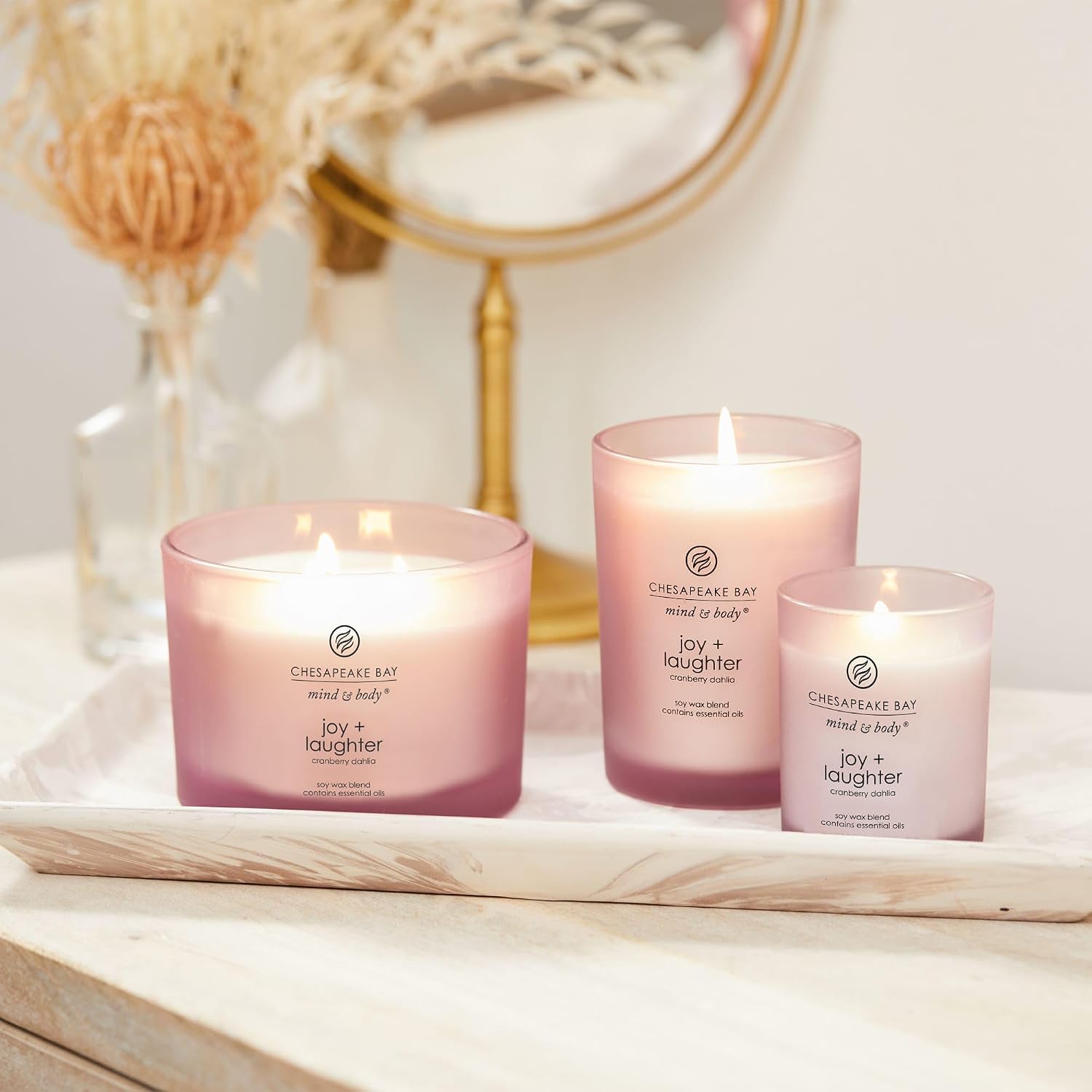 Chesapeake Bay Balance + Harmony Scented Candle Water Lily Pear Fragrance 50 Hours Burn Time Warm & Decorative Soy Wax Blend