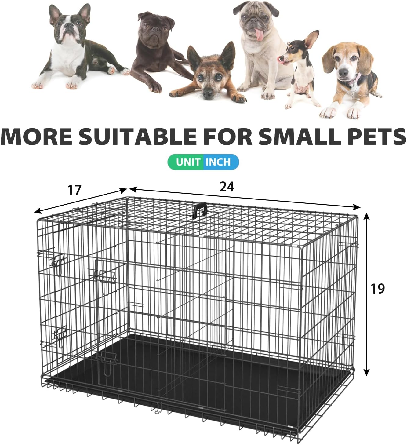BestPet | Dog Crate | 48" | Black | Foldable Metal Kennel with Double Doors