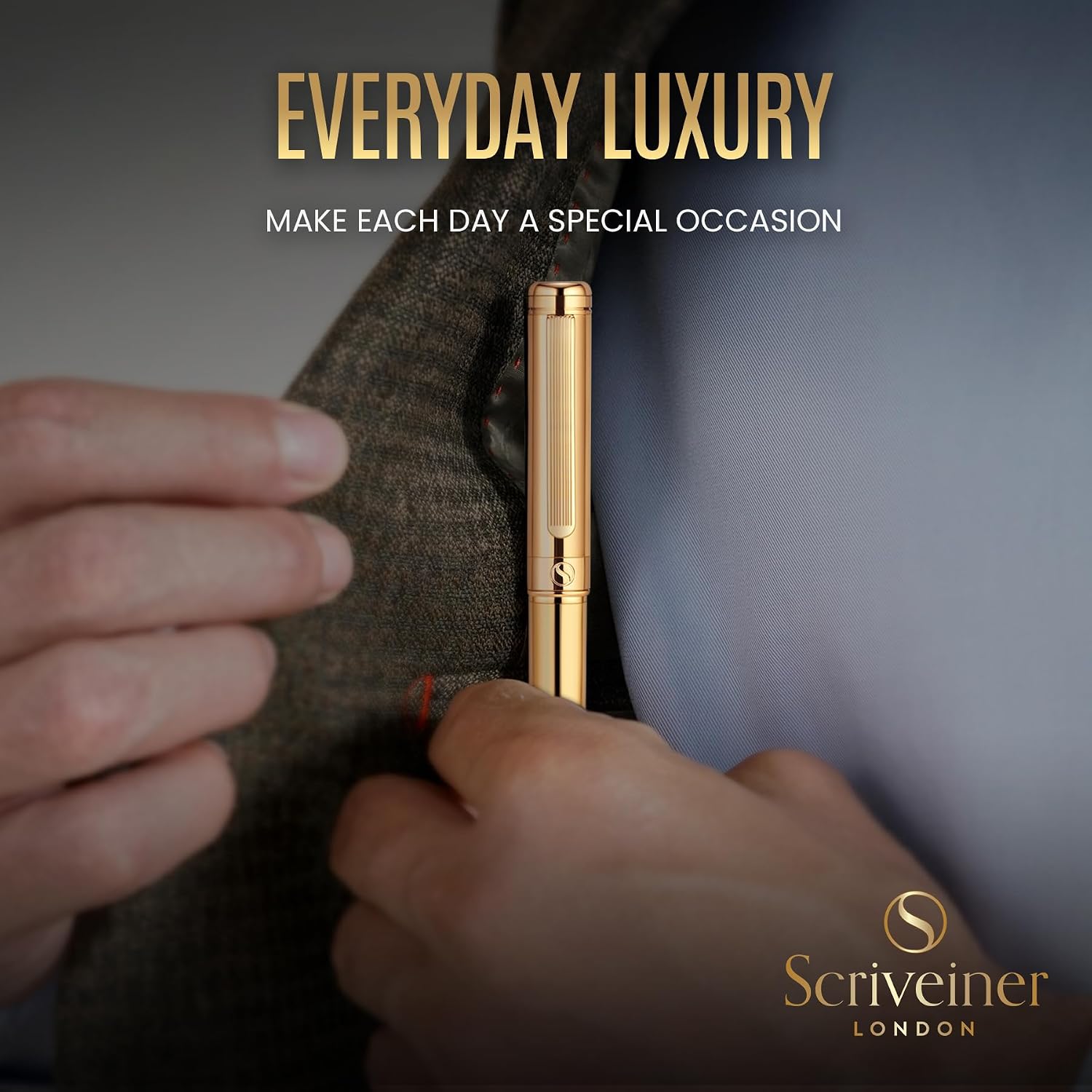 Scriveiner Silver Chrome Fountain Pen - Stunning Luxury Pen, Real Gold Finish Schmidt Gilded Nib (Medium), Best Pen Gift Set for Men & Women