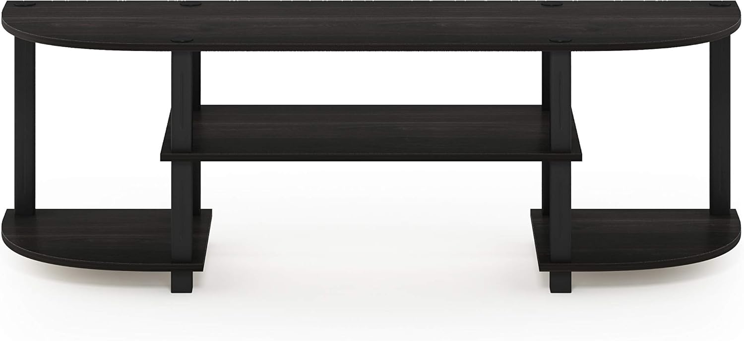 Furinno TURN-S-TUBE 3-Tier TV Stand for TVs up to 55 Inch, French Oak | Toolless Entertainment Center with Open Storage Shelves, Media Console Table with Soundbar Shelf for Living Room, Bedroom