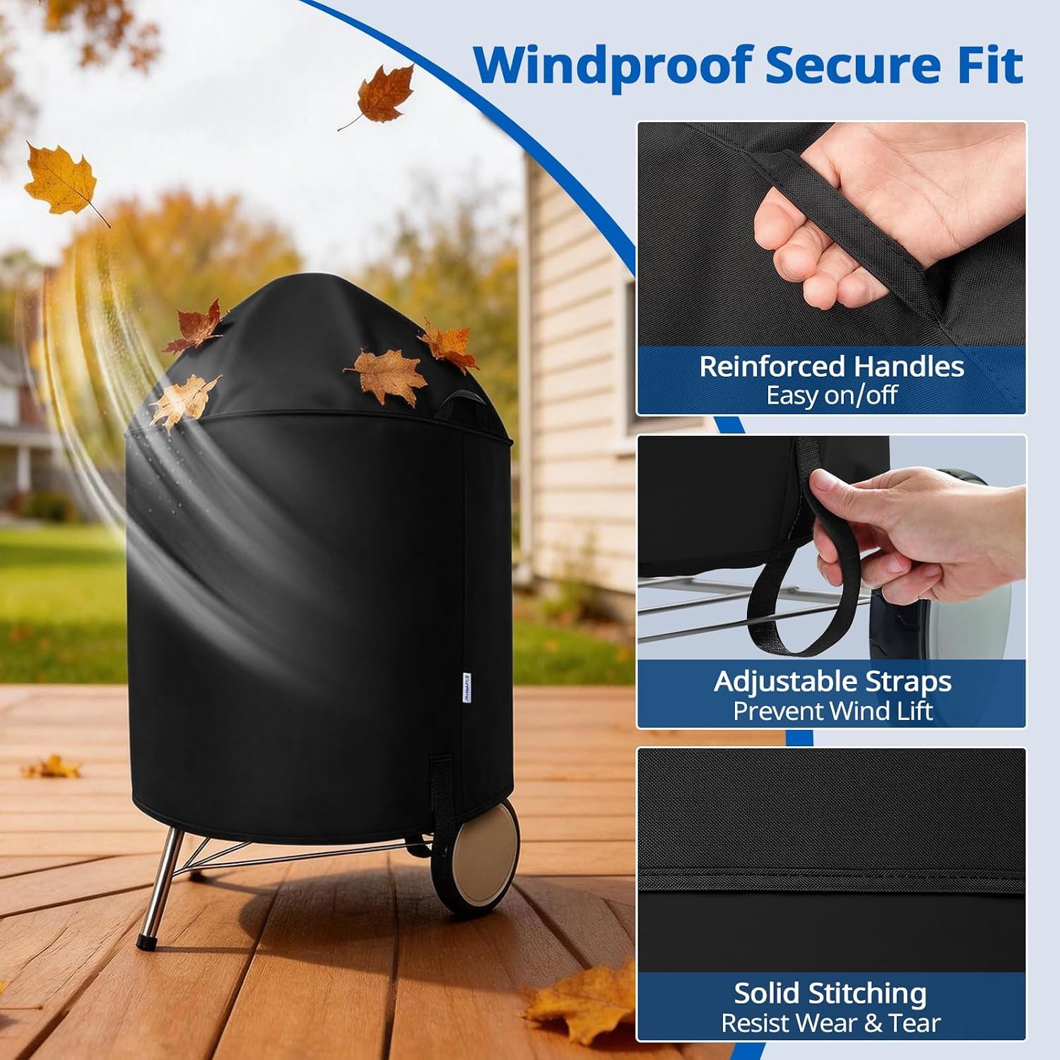 2 Burner Gas Grill Cover 32 inch, Heavy Duty Waterproof Small BBQ Grilling Cover, Compatible for Weber Char-Broil Nexgrill and More Grills with Collapsed Side Tables, All Weather Protection